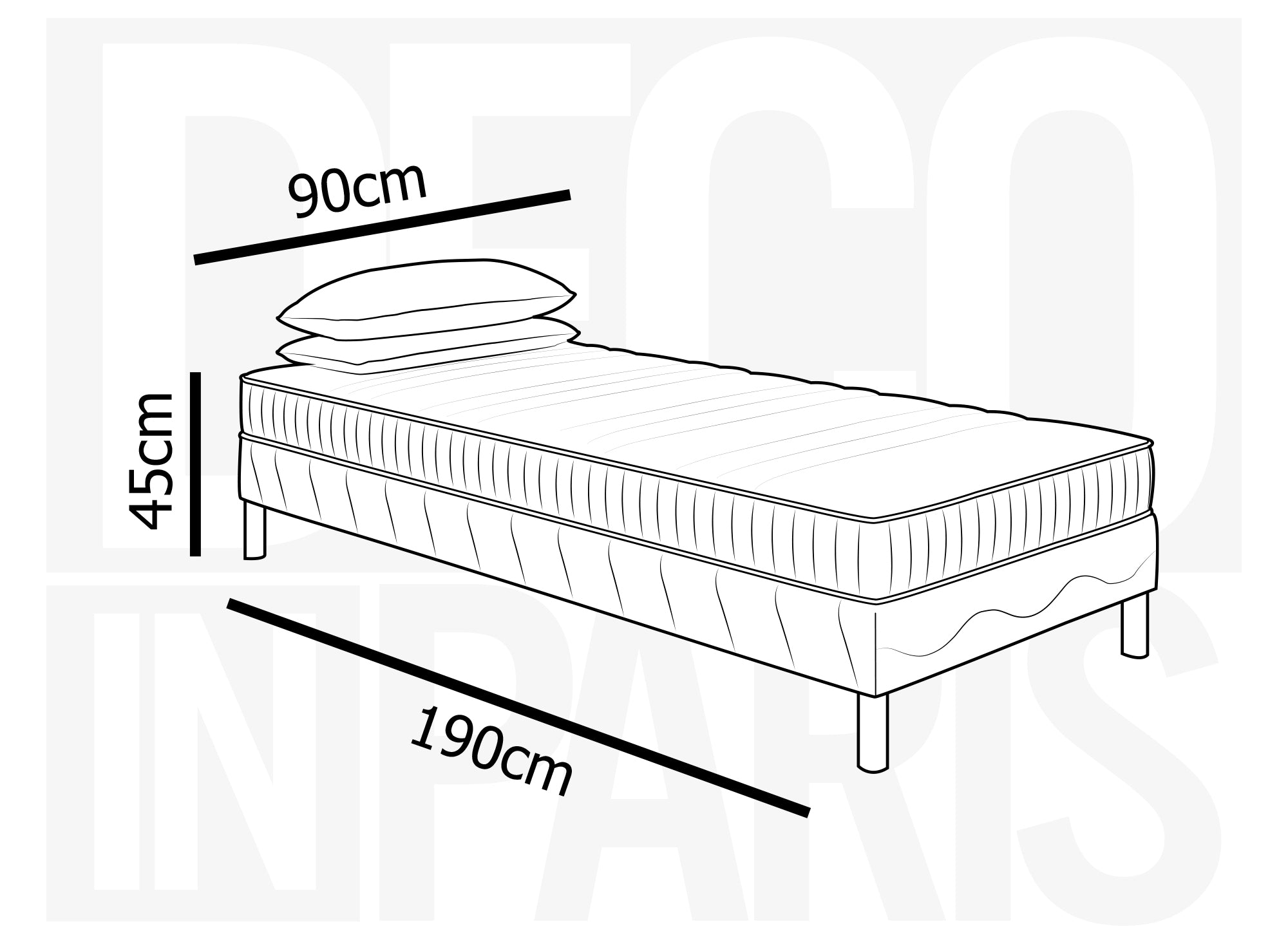 Ensemble 90x190 sommier tapissier & Matelas en mousse 15 cm WOLK
