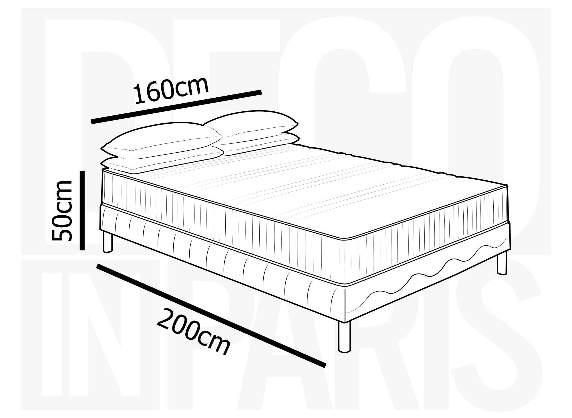 Ensemble 160x200 sommier tapissier + Matelas en mousse 20 cm - AWAN
