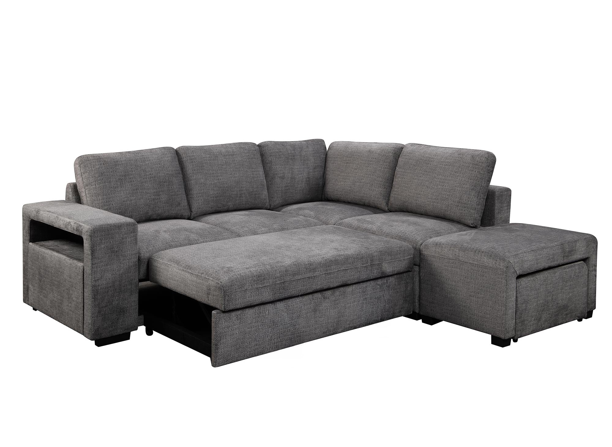 Canapé d'angle convertible en tissu gris foncé ALBAN - Angle droit