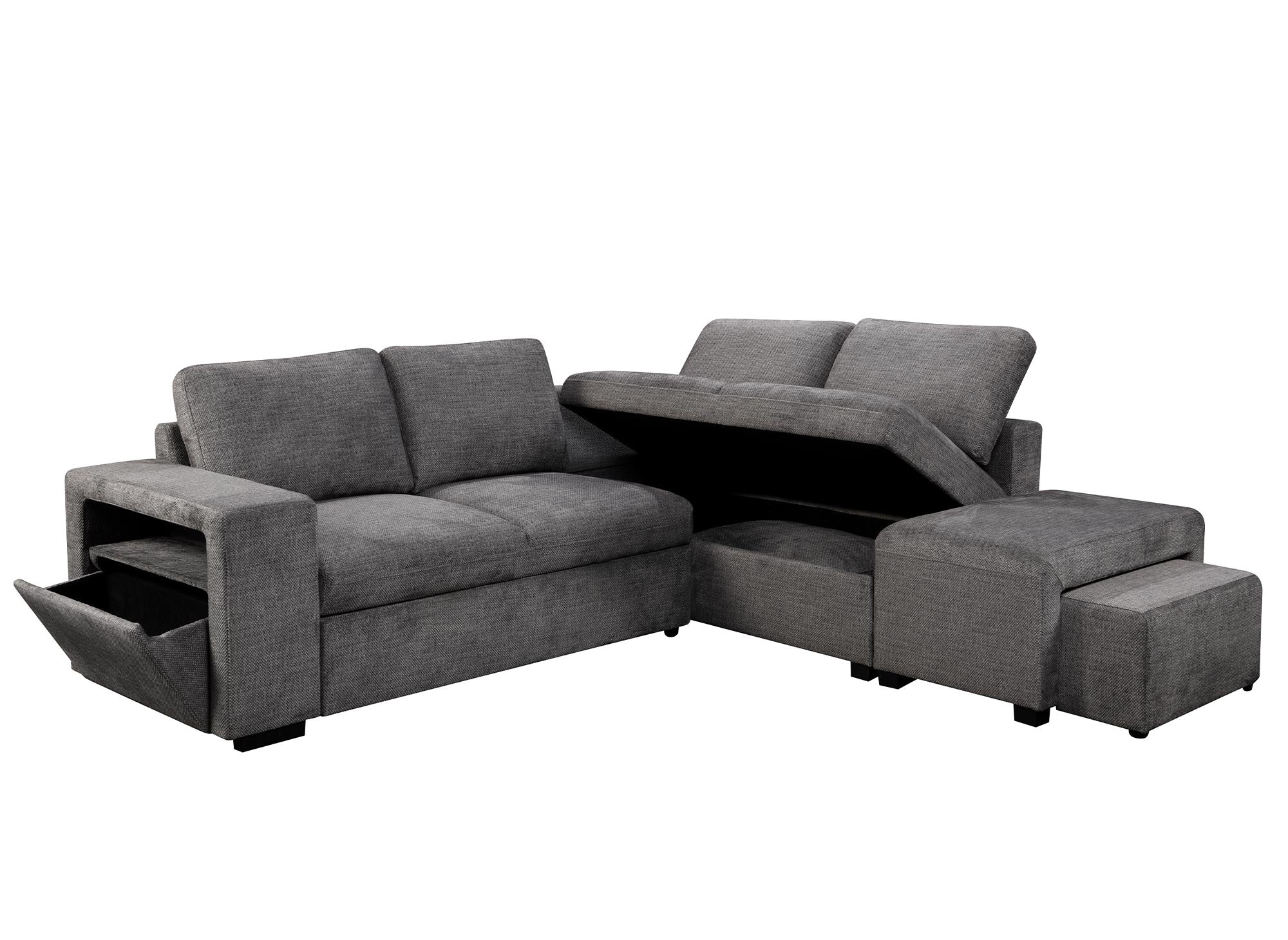 Canapé d'angle convertible en tissu gris foncé ALBAN - Angle droit