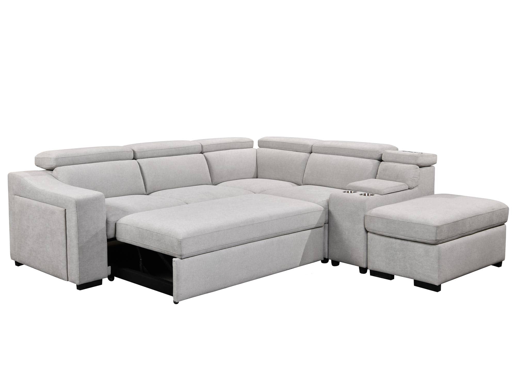 Canapé d'angle convertible en tissu beige DEREK XL - Angle droit