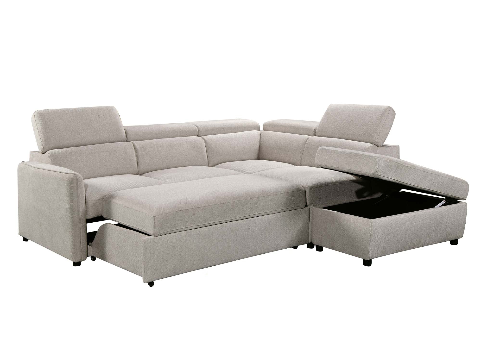 Canapé d'angle convertible en tissu beige NAIROBI - Angle droit