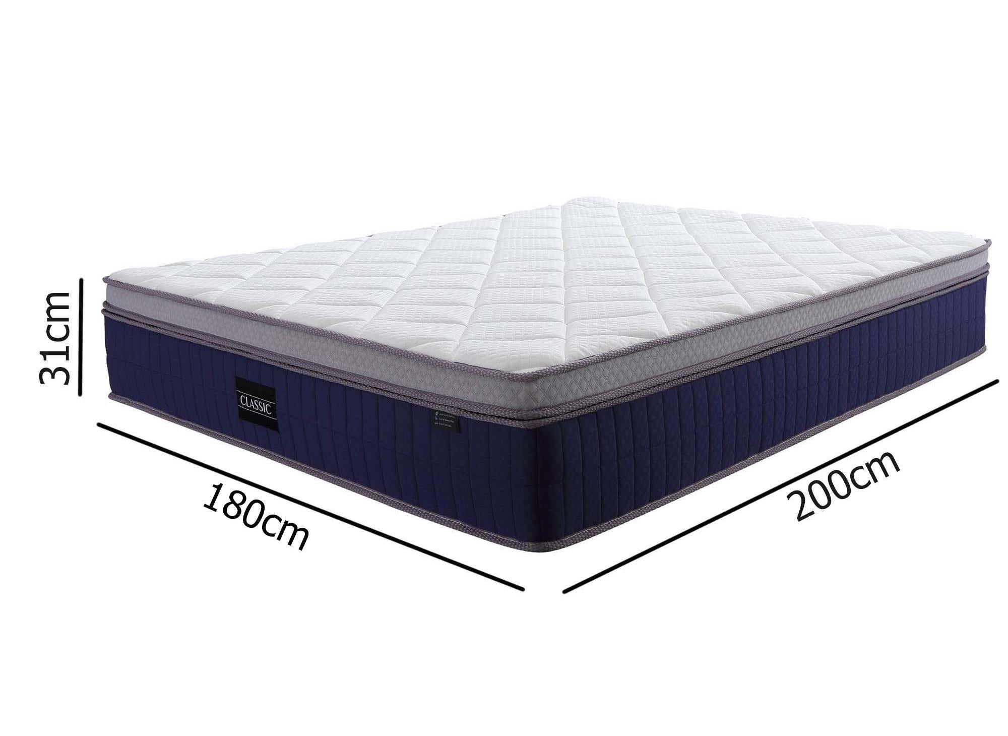 Matelas hybride CLASSIC 180 x 200 cm ressorts ensachés et mémoire de forme épaisseur 31 cm