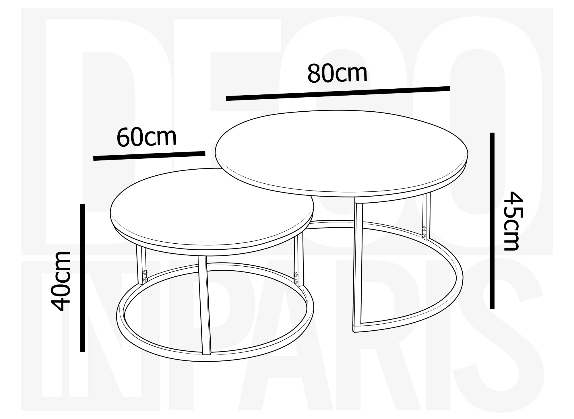 Lot de 2 tables basses rondes gigognes effet marbre DORINE