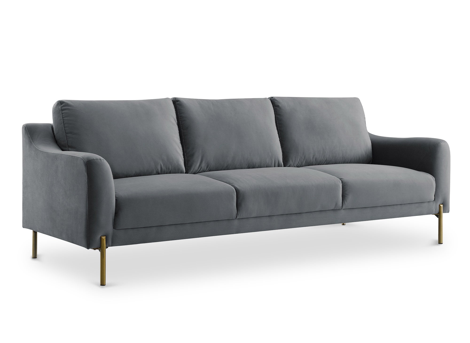 Canapé droit 3 places en velours gris CELINE