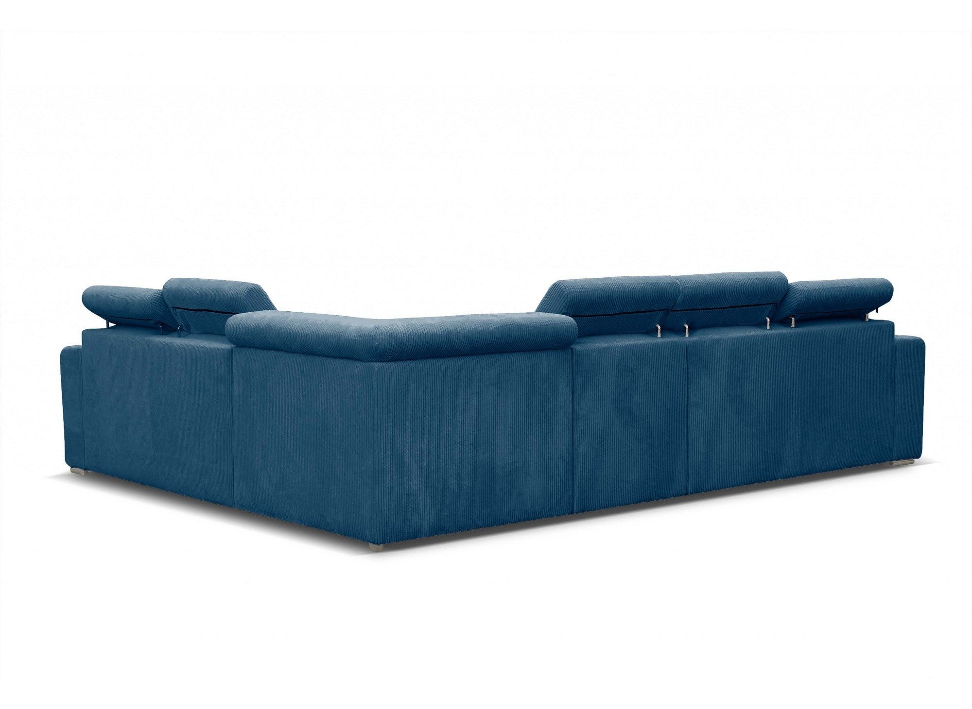 Canapé d'angle convertible et réversible en velours côtelé bleu MERYL XL