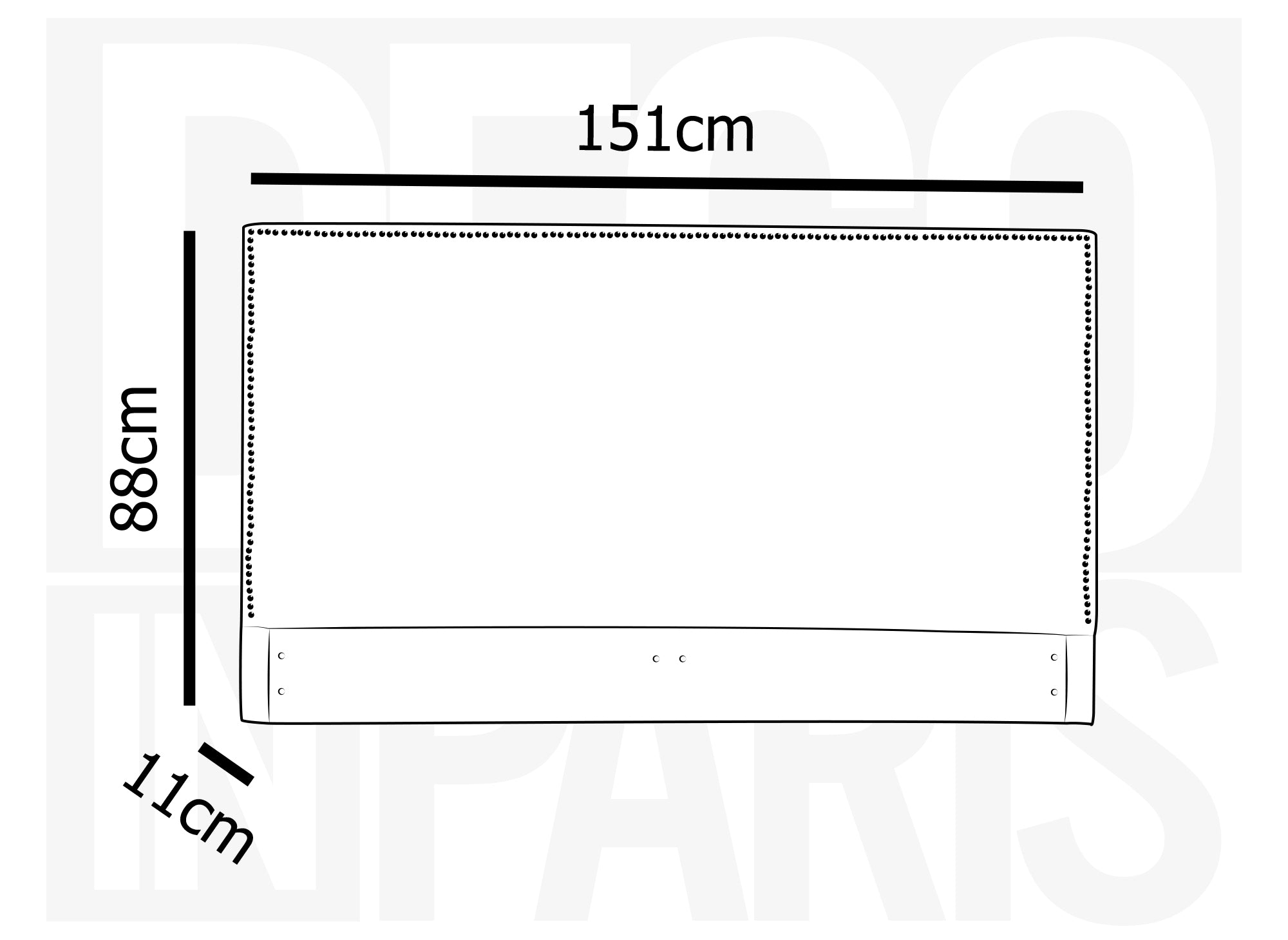 Tête de lit cloutée en tissu lin gris 140 cm LINDA