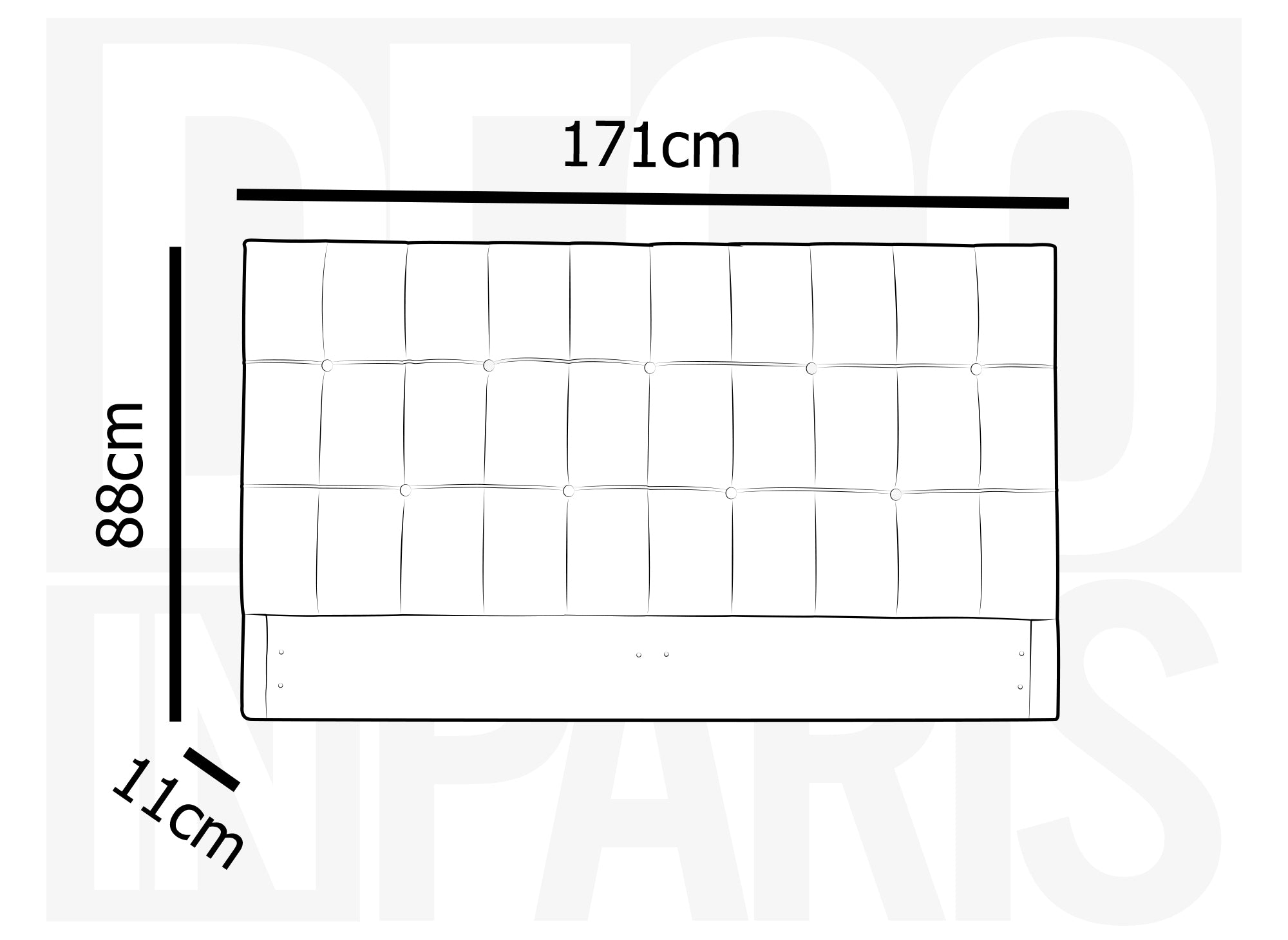 Tête de lit capitonnée en tissu gris 160 cm DOMICE