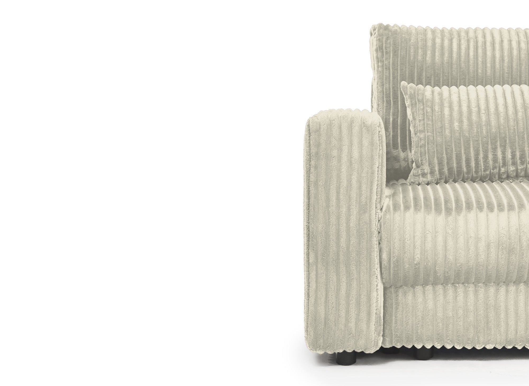 Canapé convertible 3 places avec coffre en velours côtelé épais beige ZURIA