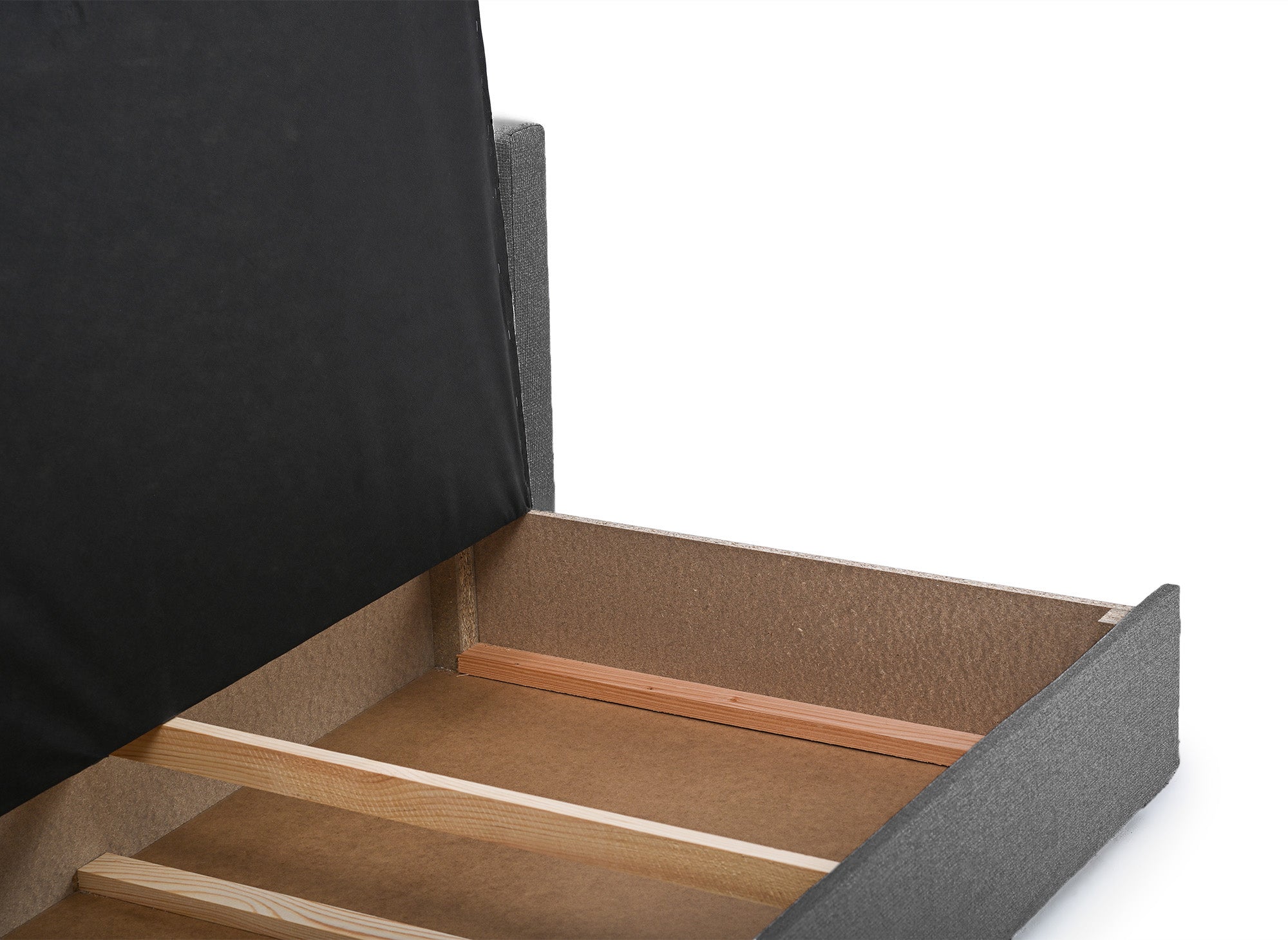 Canapé convertible 2 places avec coffre de rangement en tissu gris YERAZ