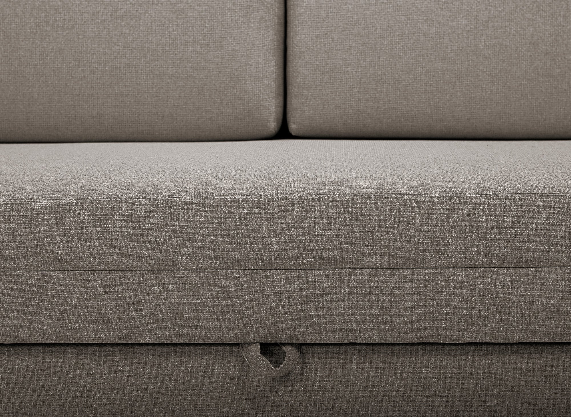 Canapé convertible 2 places avec coffre de rangement en tissu taupe YERAZ