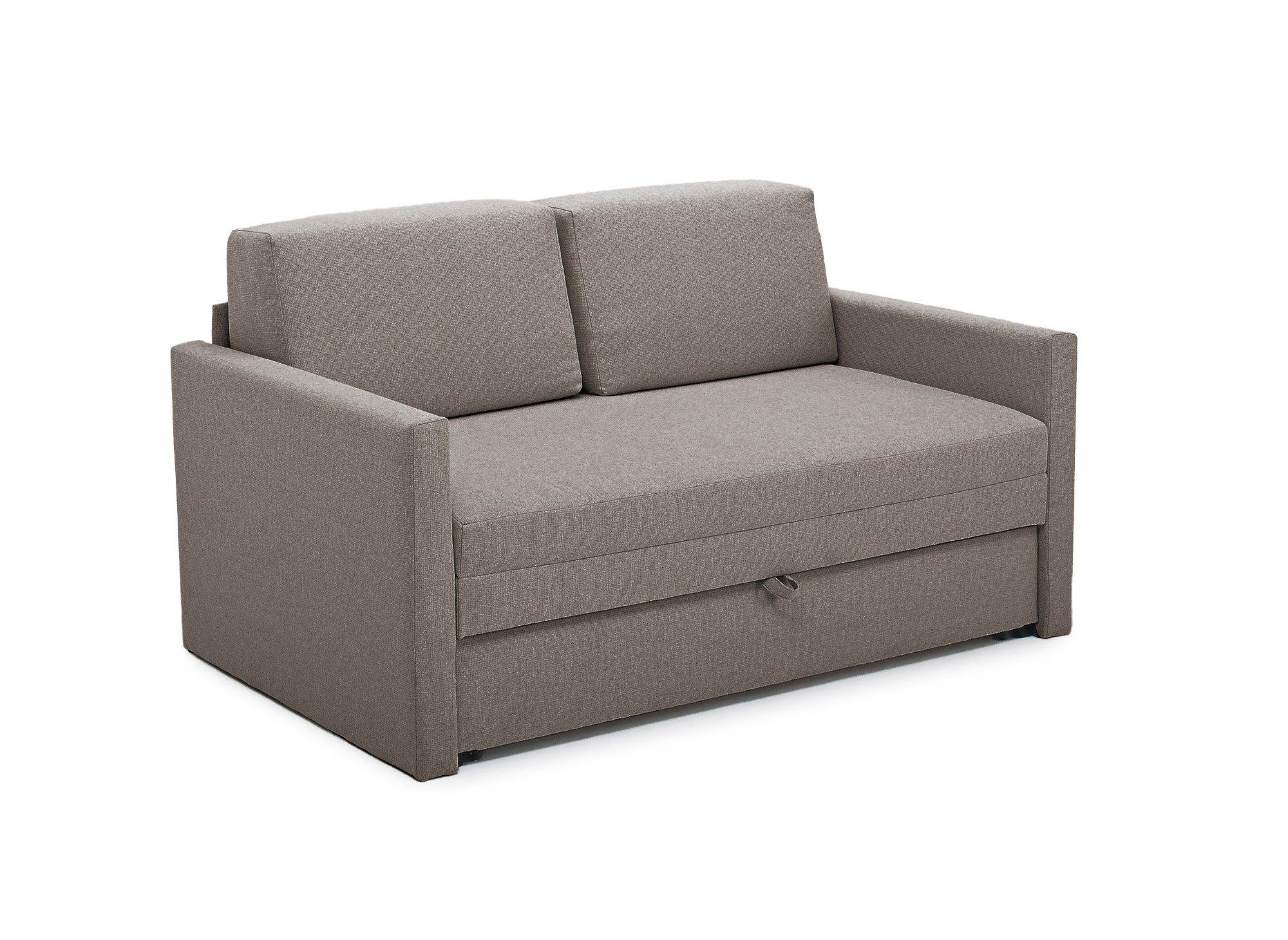 Canapé convertible 2 places avec coffre de rangement en tissu taupe YERAZ