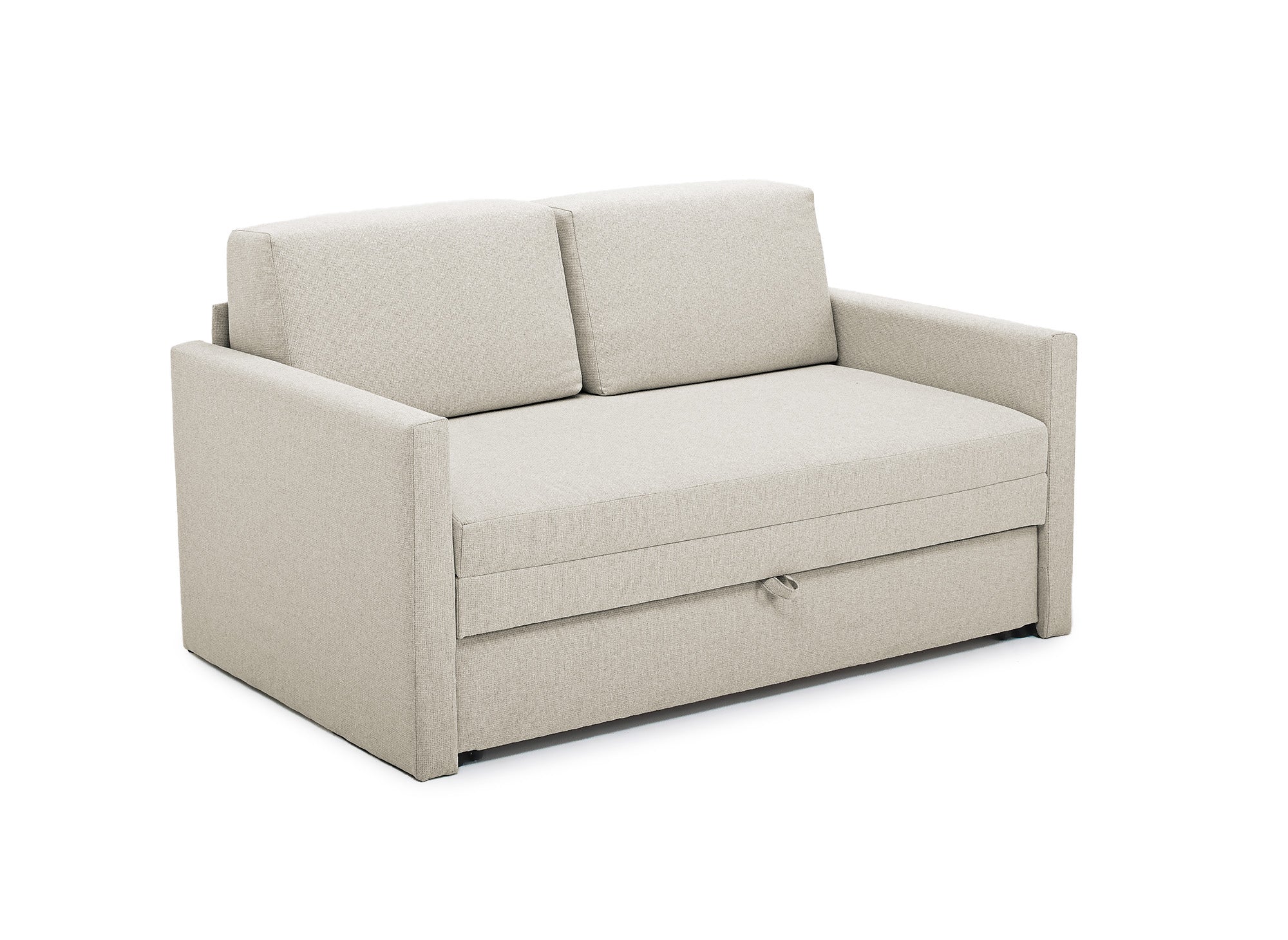 Canapé convertible 2 places avec coffre de rangement en tissu beige YERAZ