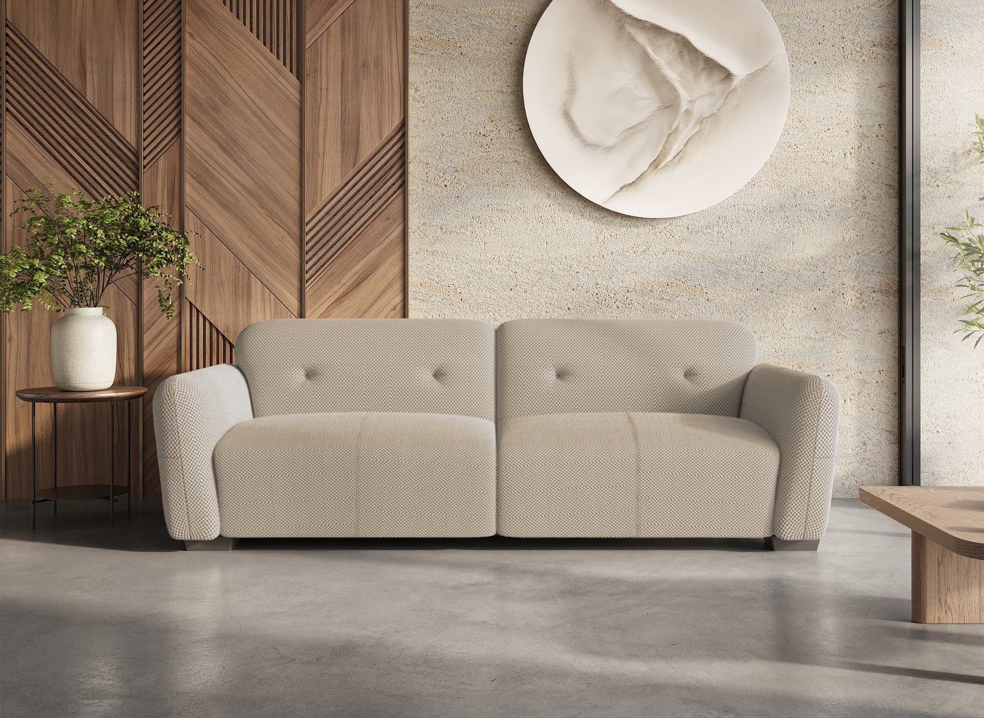 Canapé 3 places en tissu 3D beige PICASSO