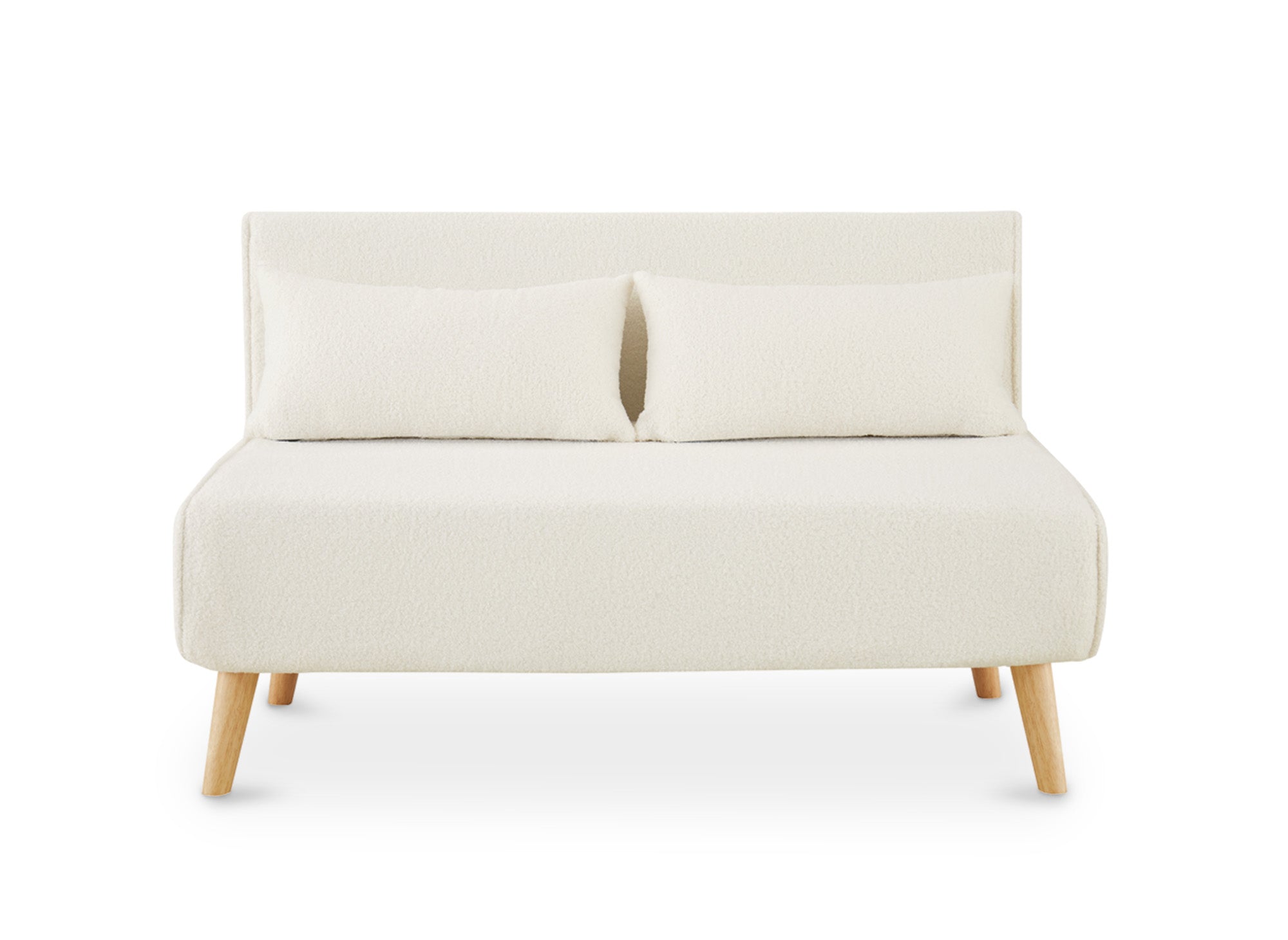 Banquette convertible 2 places en tissu effet peau de mouton blanc écru TONKA