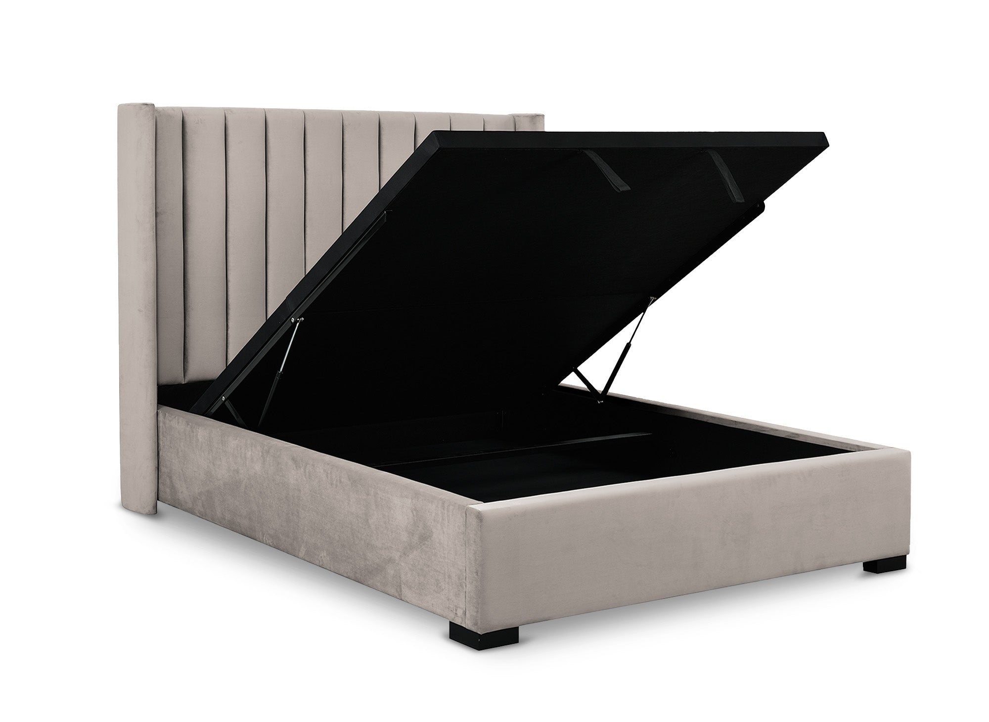 Lit coffre en velours taupe 160x200 cm ALENA