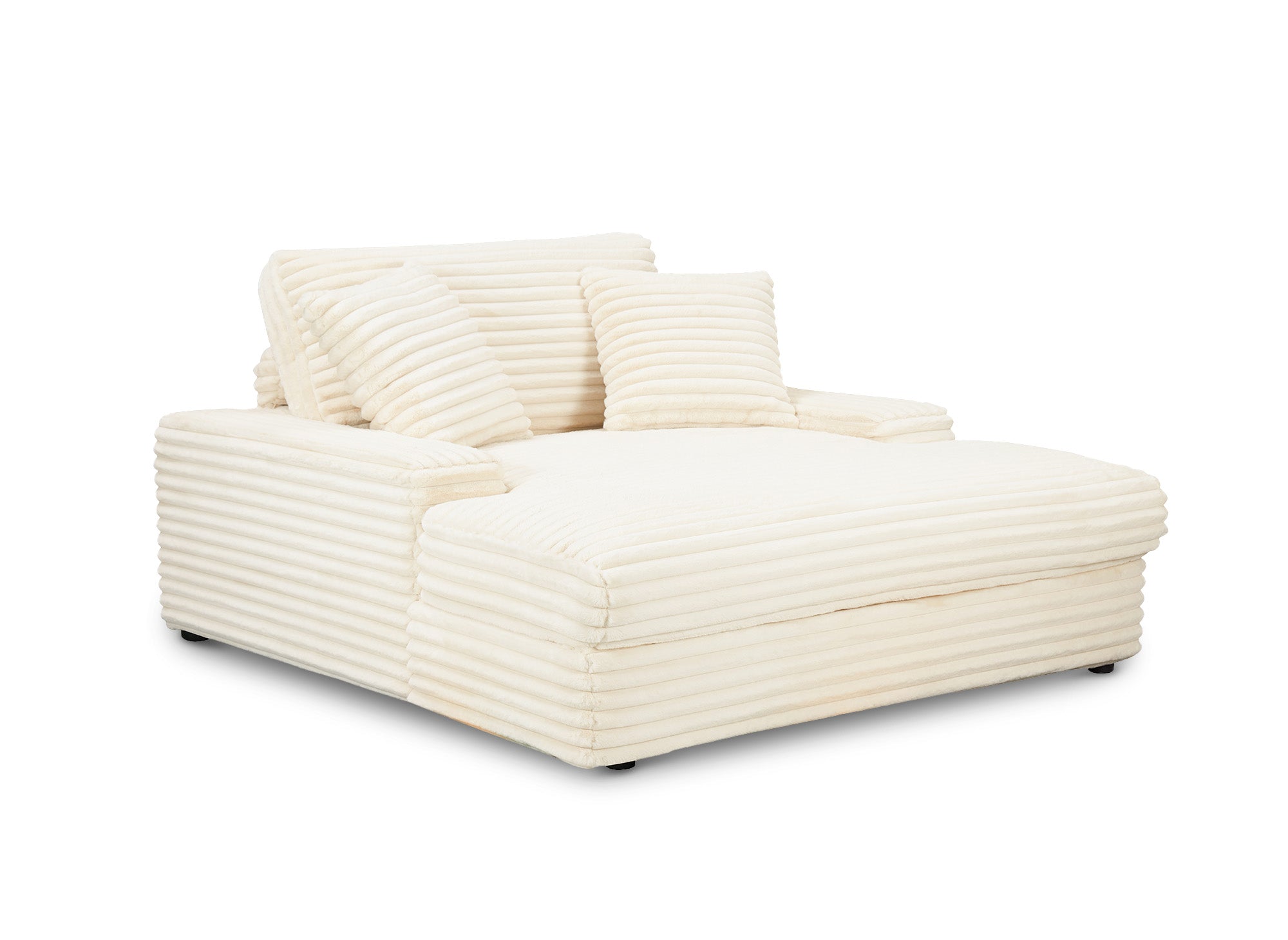 Canapé méridienne 1 place en gros côtelé doux beige DAHO