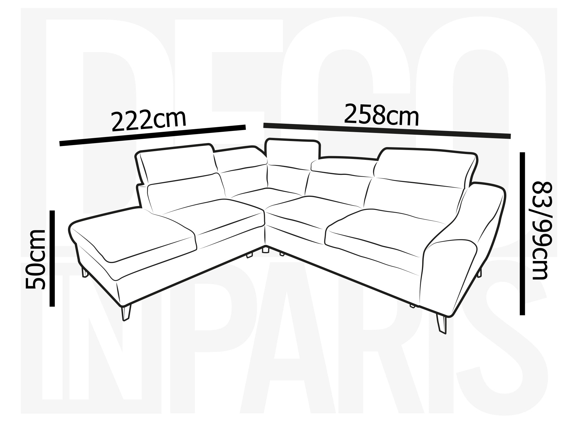 Canapé d'angle convertible avec coffre en velours côtelé épais gris DALTON - Angle gauche