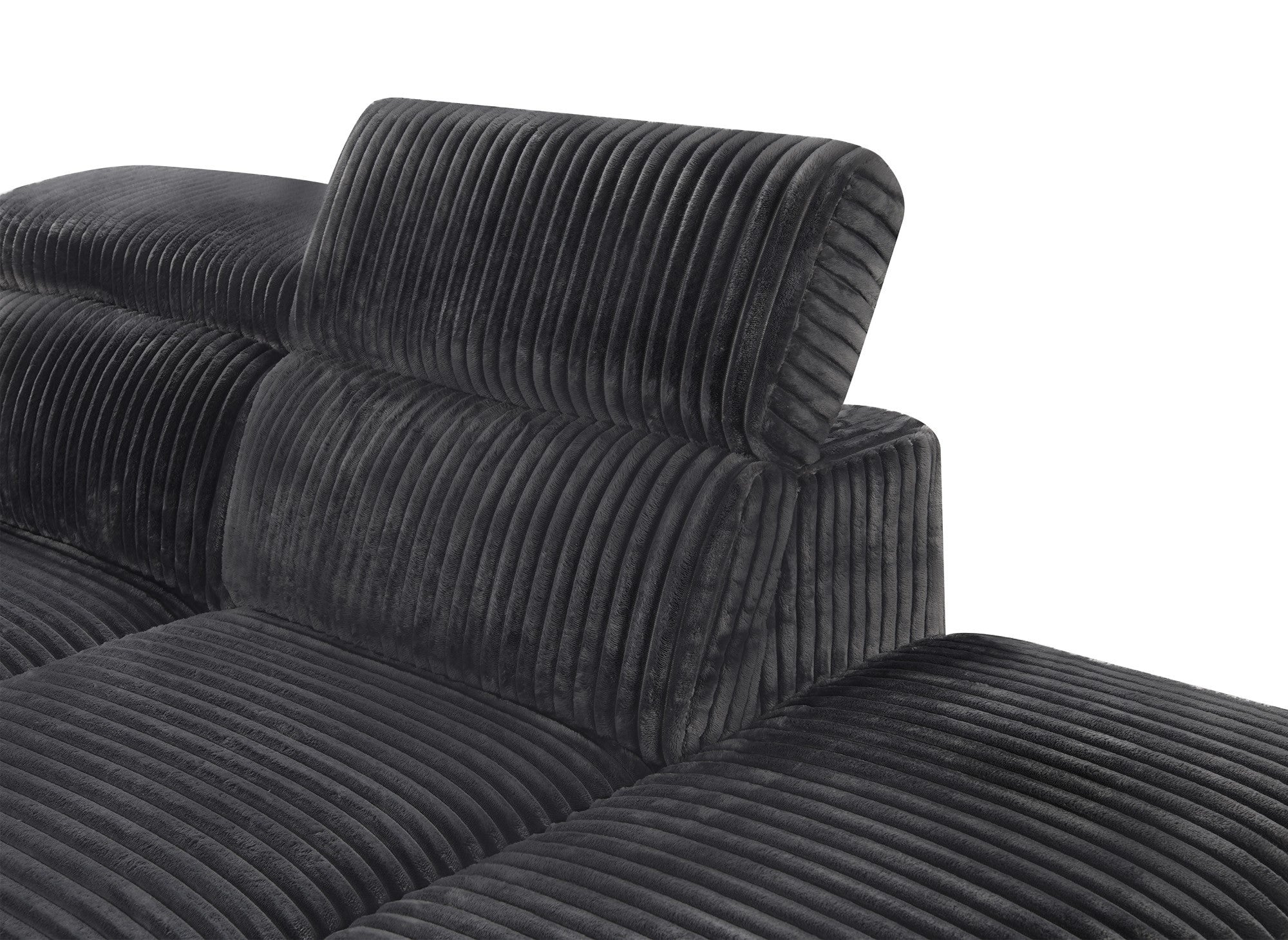 Canapé d'angle convertible avec coffre en velours côtelé épais gris DALTON - Angle gauche