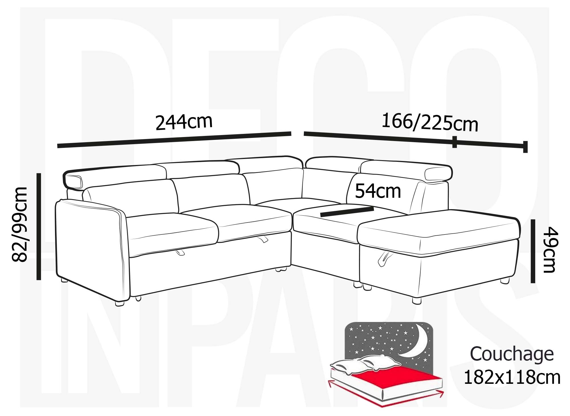 Canapé d'angle convertible en velours côtelé épais beige NAIROBI - Angle droit