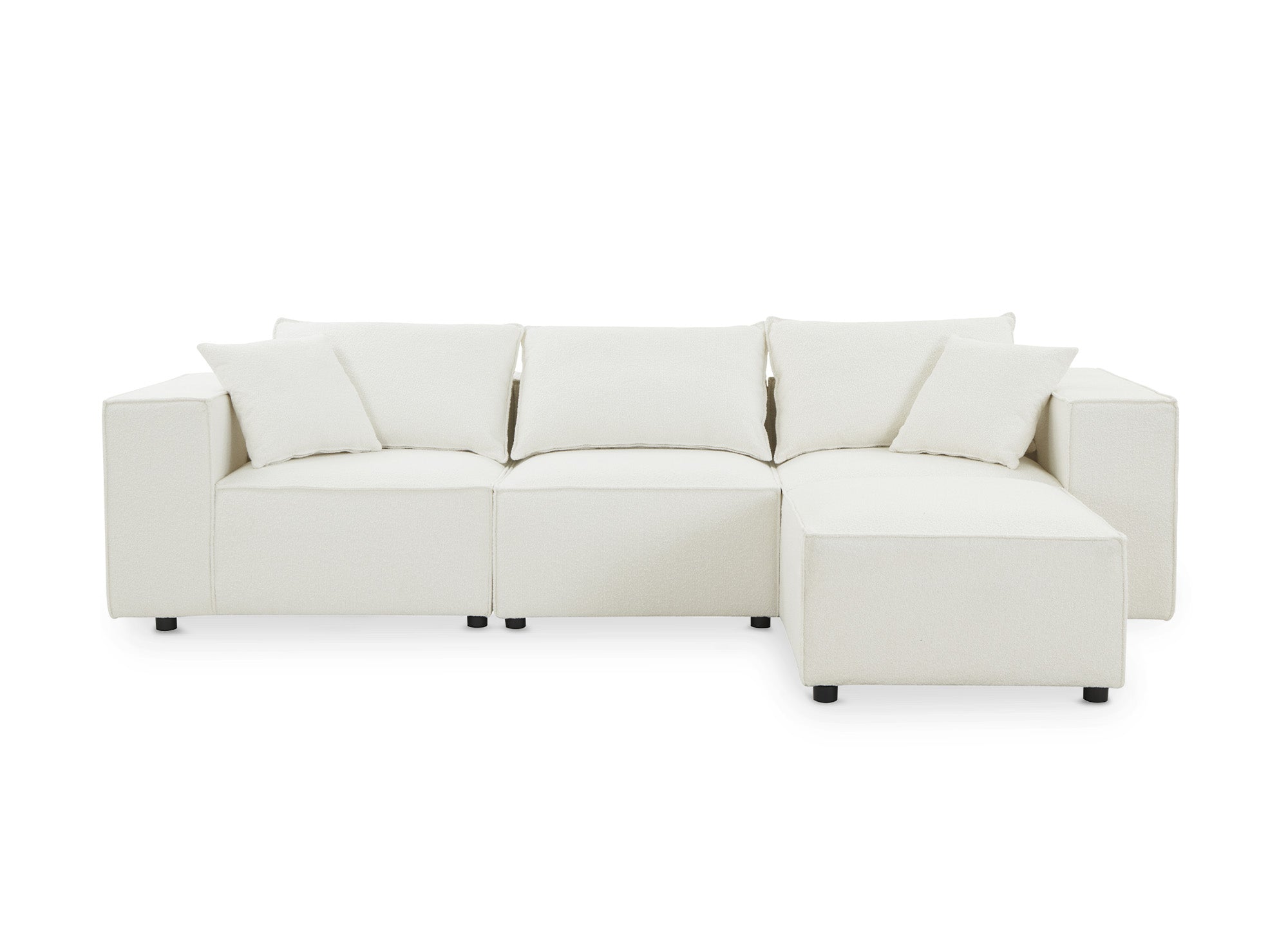 Canapé d'angle modulable en tissu effet peau de mouton blanc écru HARLEM