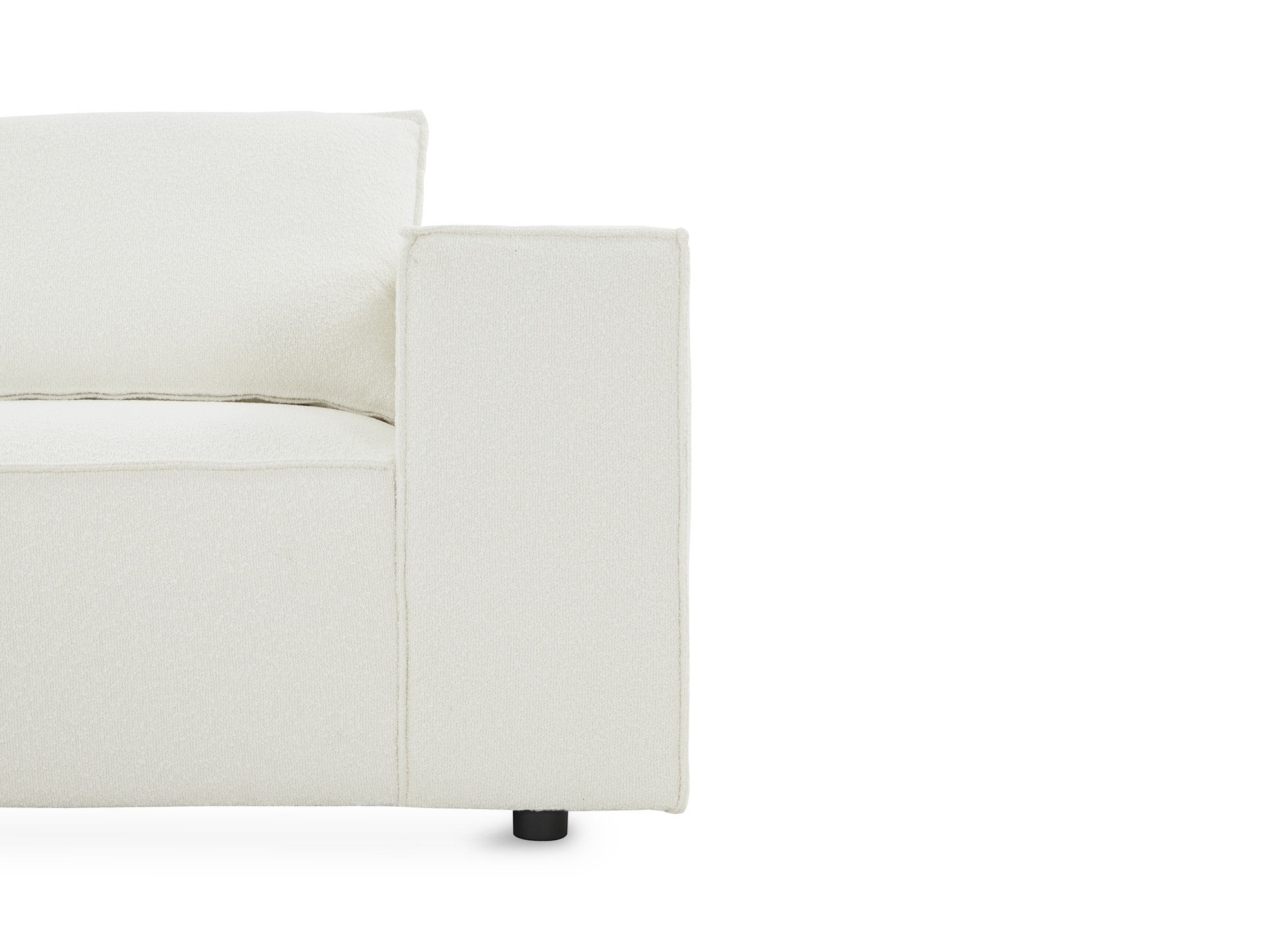 Canapé d'angle fixe modulable avec 1 pouf en tissu effet peau de mouton blanc écru HARLEM XL