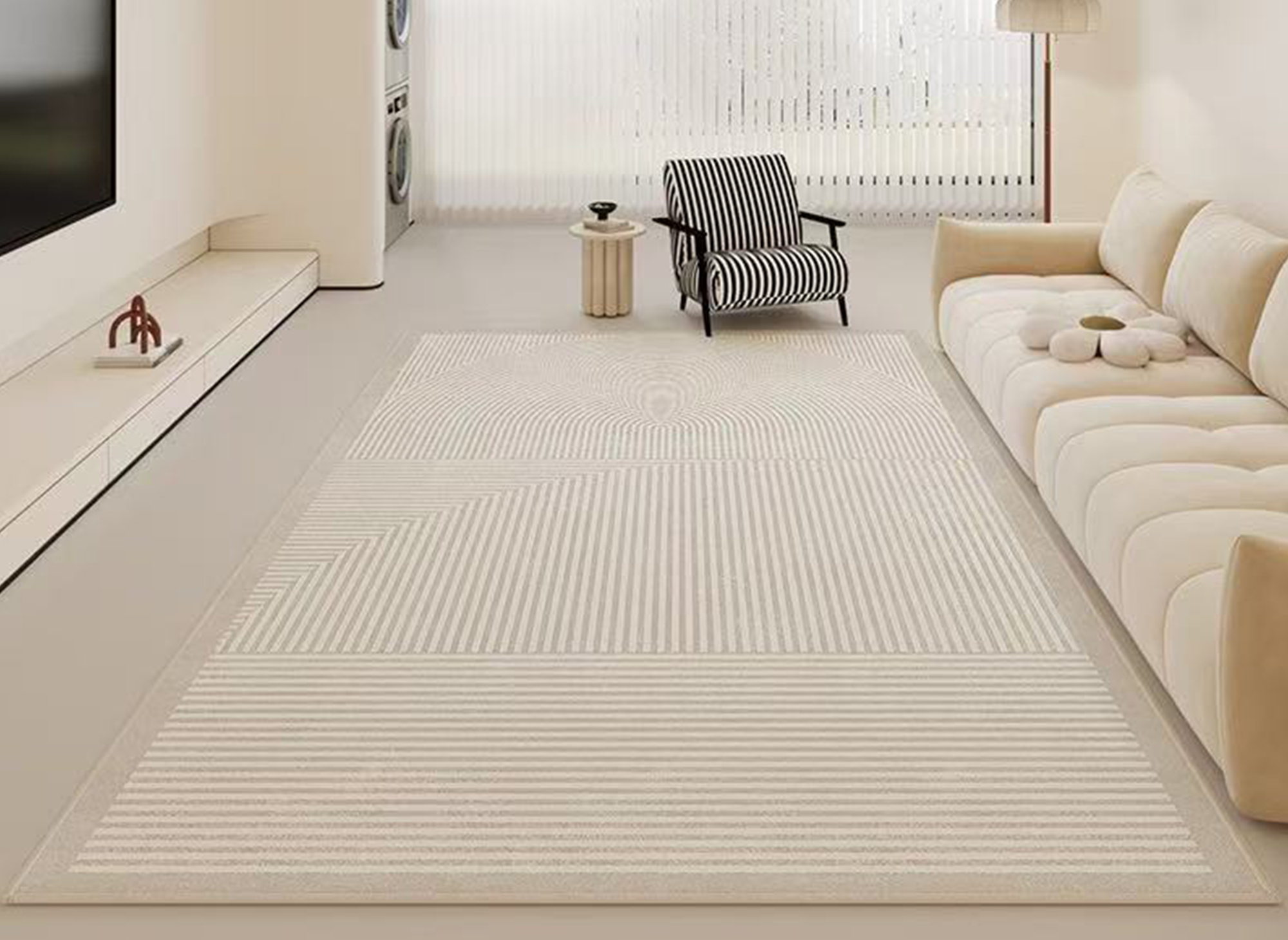 Tapis rectangulaire beige à motif minimaliste 160x230cm BEYA