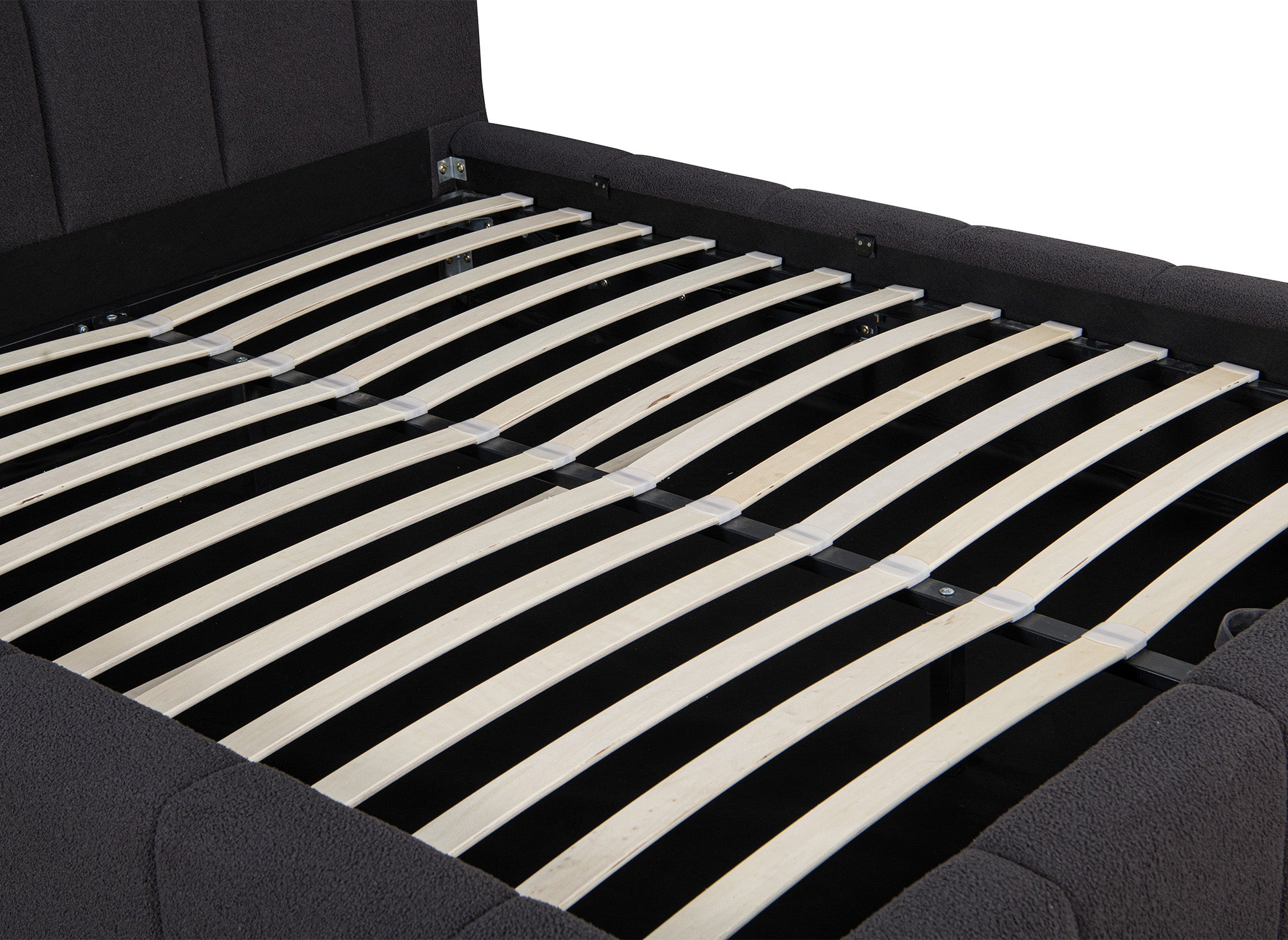 Lit coffre en tissu bouclette gris 140x190 cm MILIE