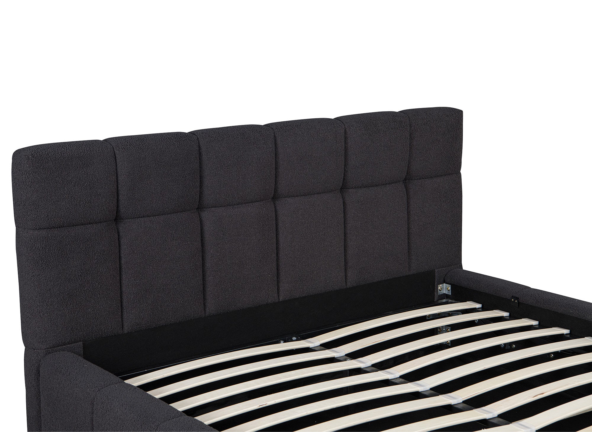 Lit coffre en tissu bouclette gris 140x190 cm MILIE