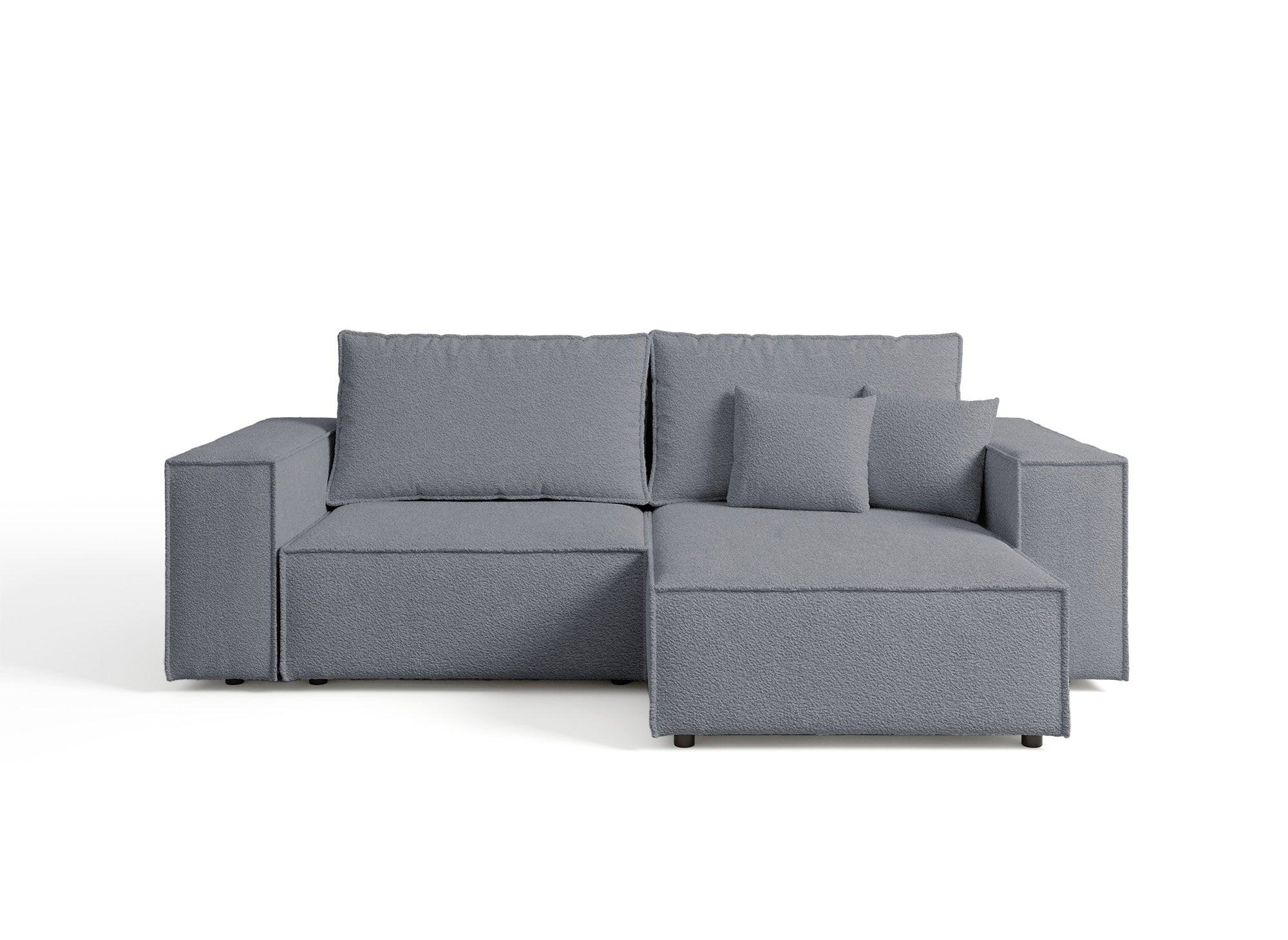 Canapé d'angle convertible et réversible avec coffre en tissu bouclette gris anthracite JADE MINI