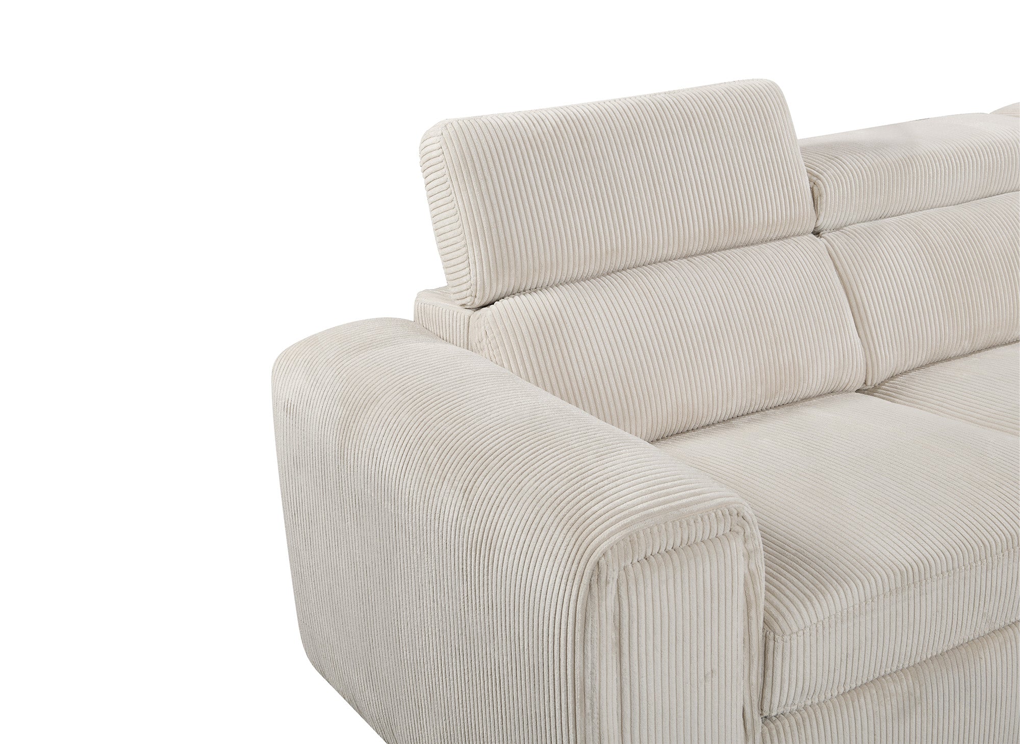 Canapé d'angle convertible avec coffre en velours côtelé épais beige ZENOVA - Angle droit