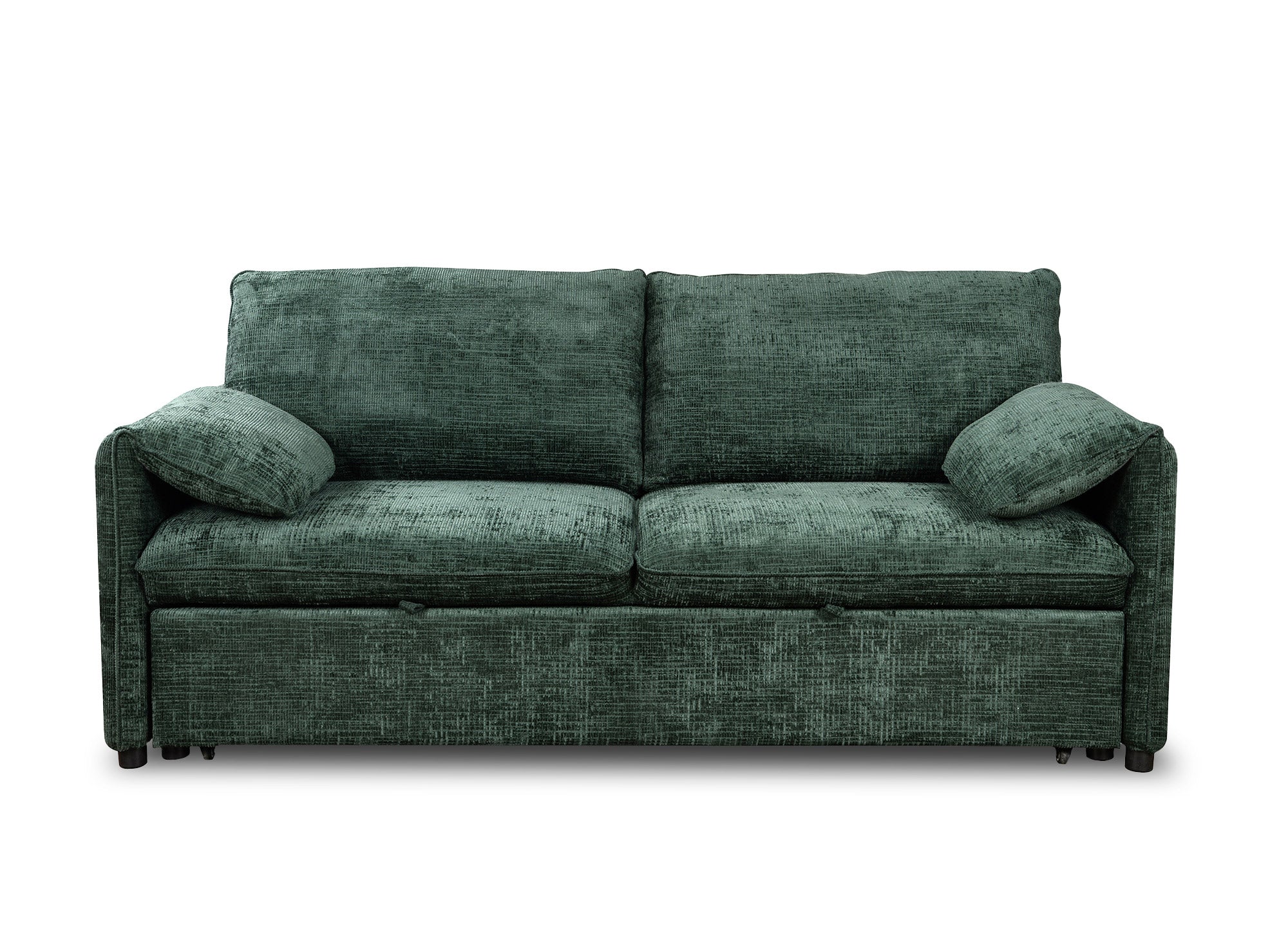 Canapé droit convertible 3 places en velours chiné vert LAMAR