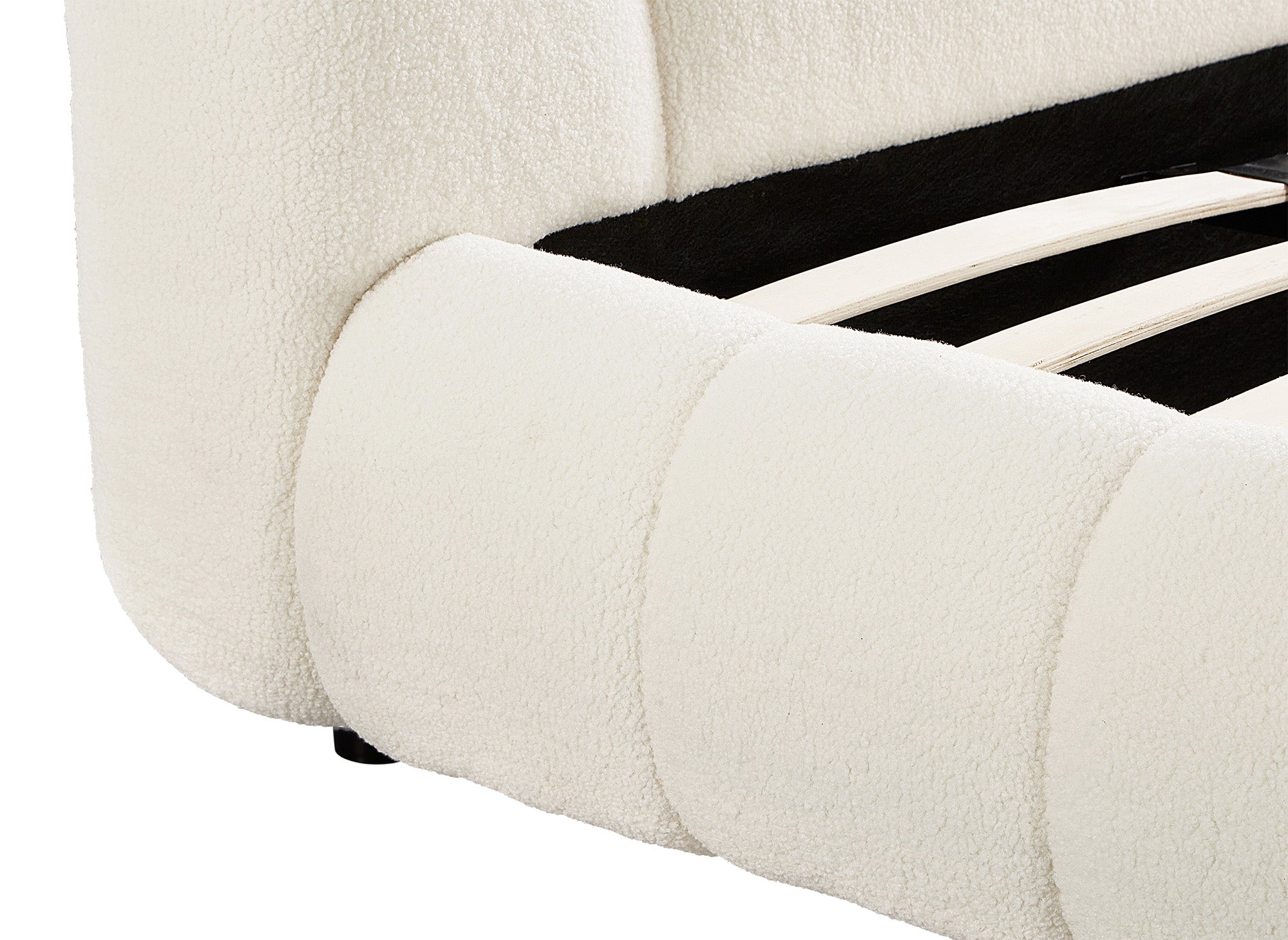 Lit double en tissu bouclette écru 180x200 cm YOURI