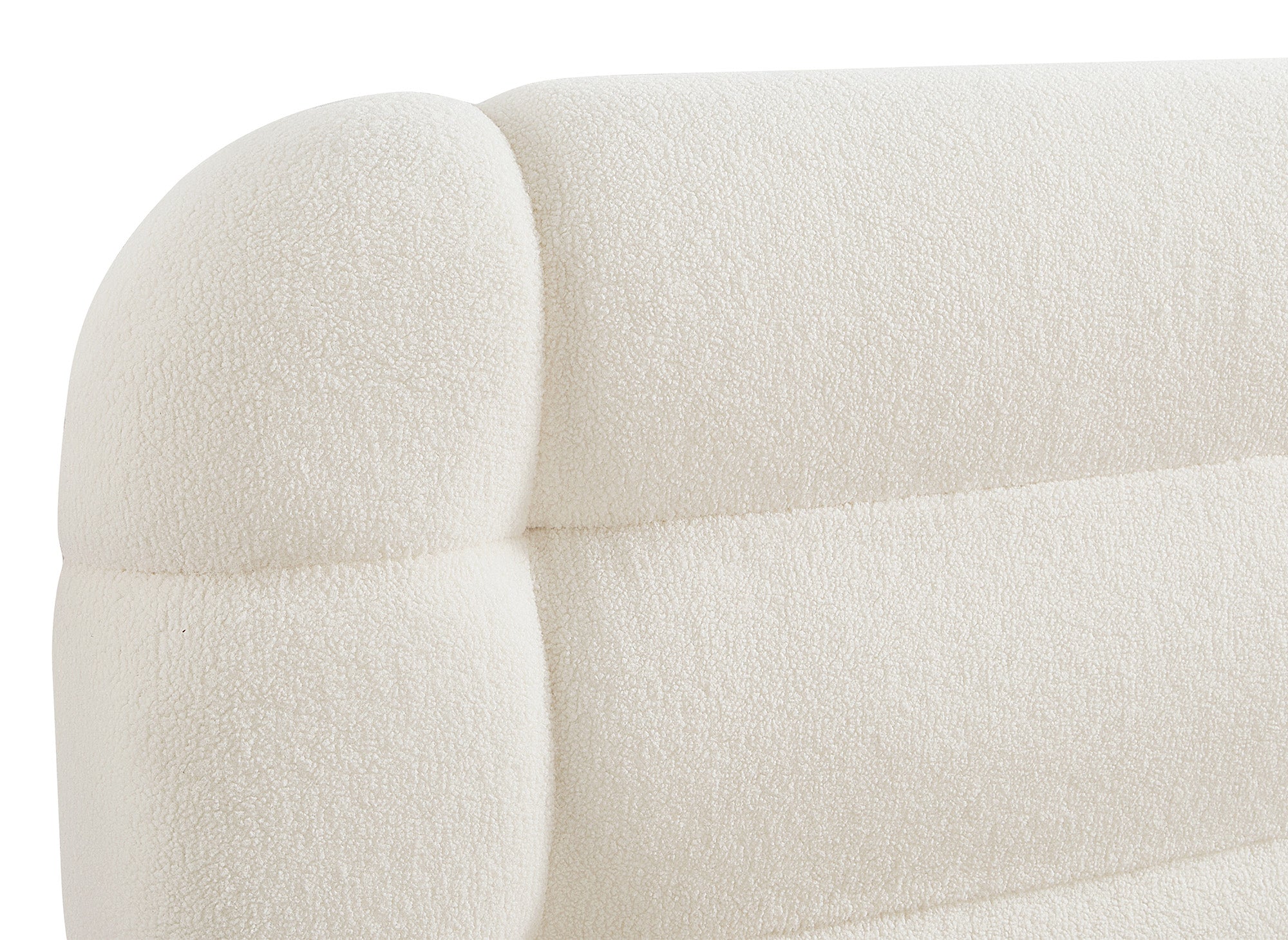 Lit double en tissu bouclette écru 180x200 cm YOURI