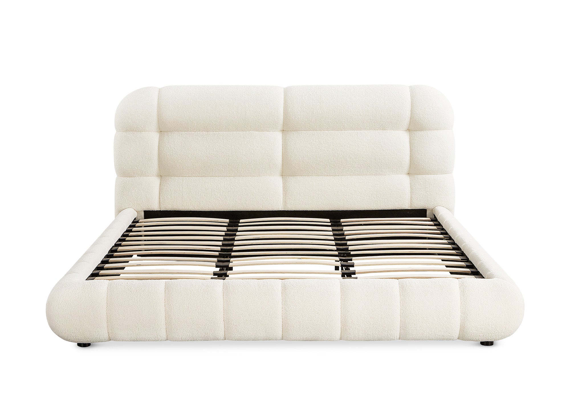 Lit double en tissu bouclette écru 180x200 cm YOURI