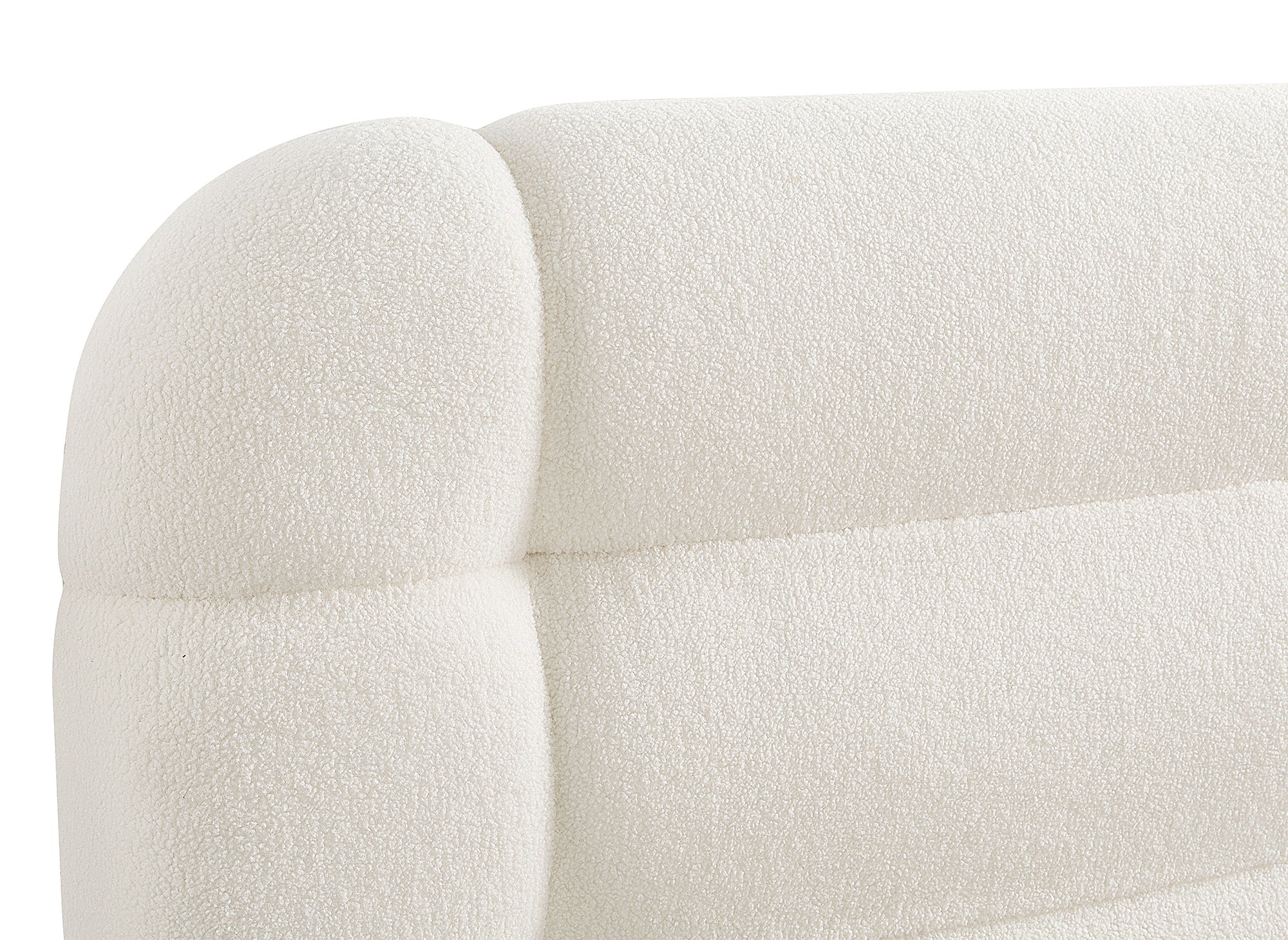 Lit double en tissu bouclette écru 160x200 cm YOURI