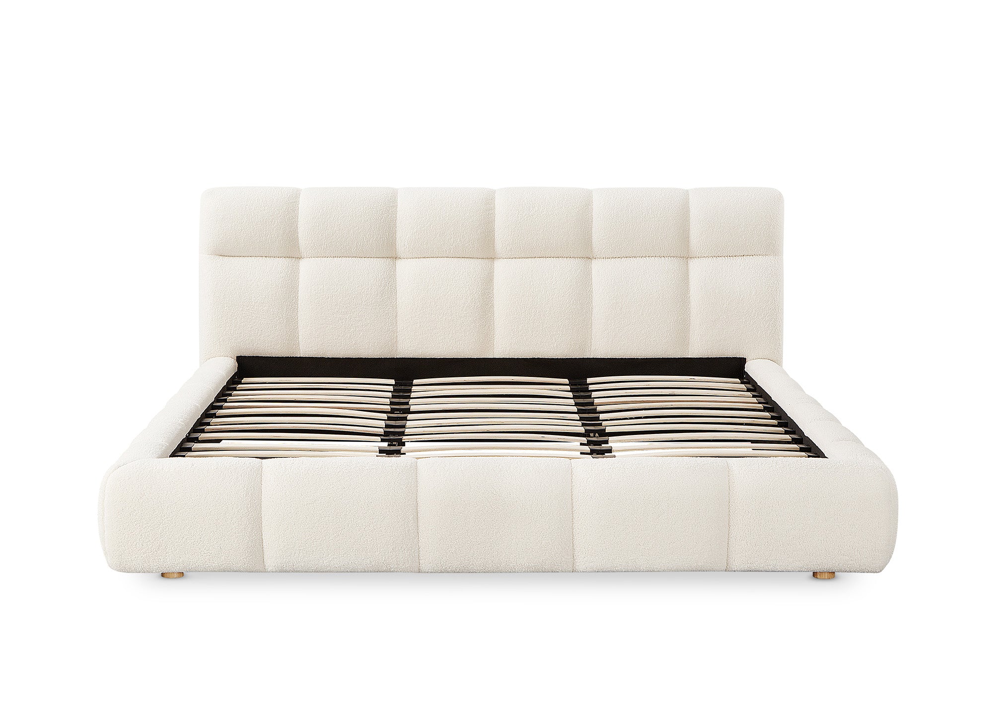 Lit double en tissu bouclette écru 180x200 cm GEORGINA