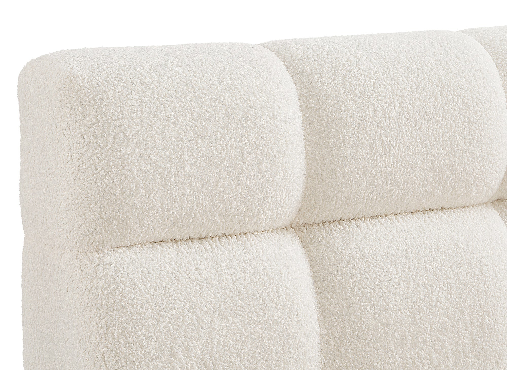 Lit double en tissu bouclette écru 140x190 cm GEORGINA