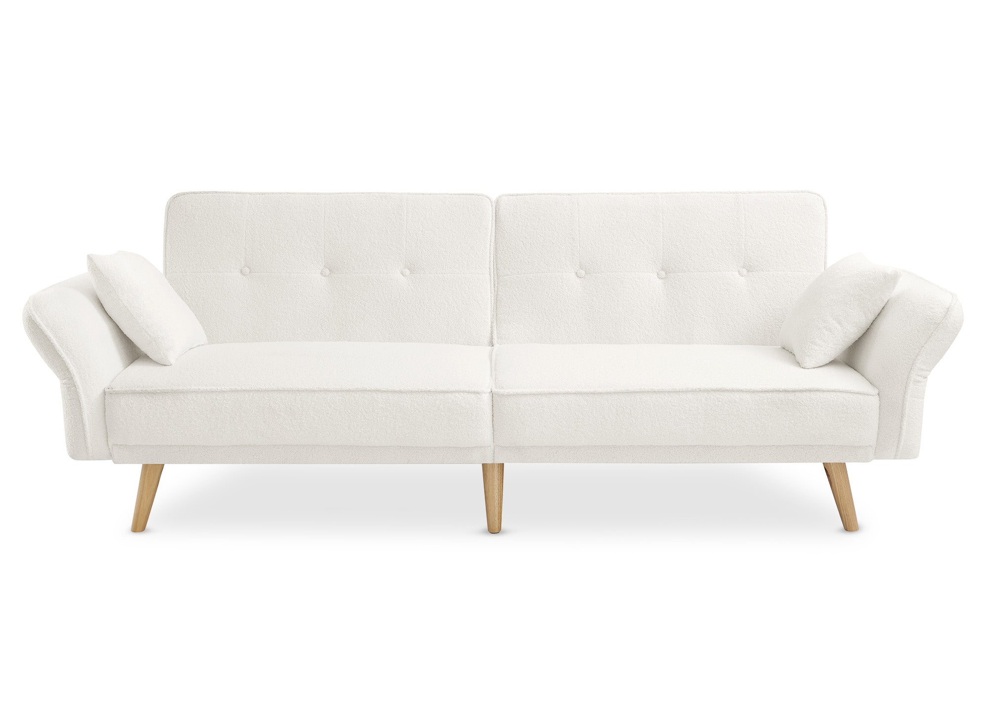 Canapé clic clac 3 places en tissu bouclette blanc écru CHILI