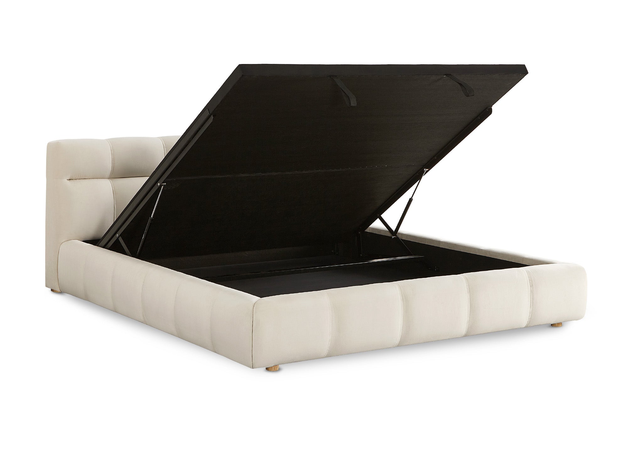 Lit coffre en velours beige 180x200 cm GEORGINA