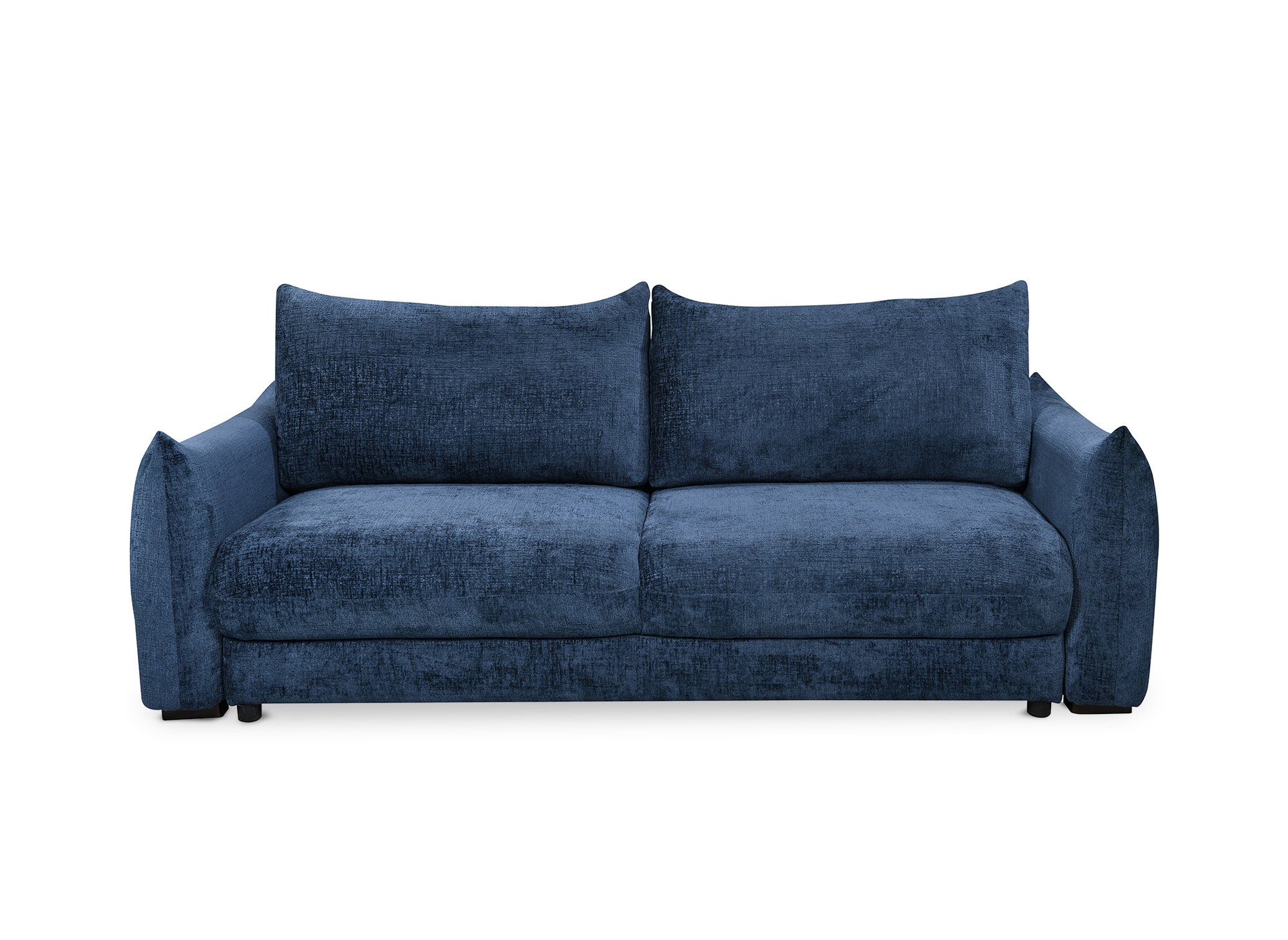 Canapé convertible avec coffre 3 places en velours chiné bleu COLBY