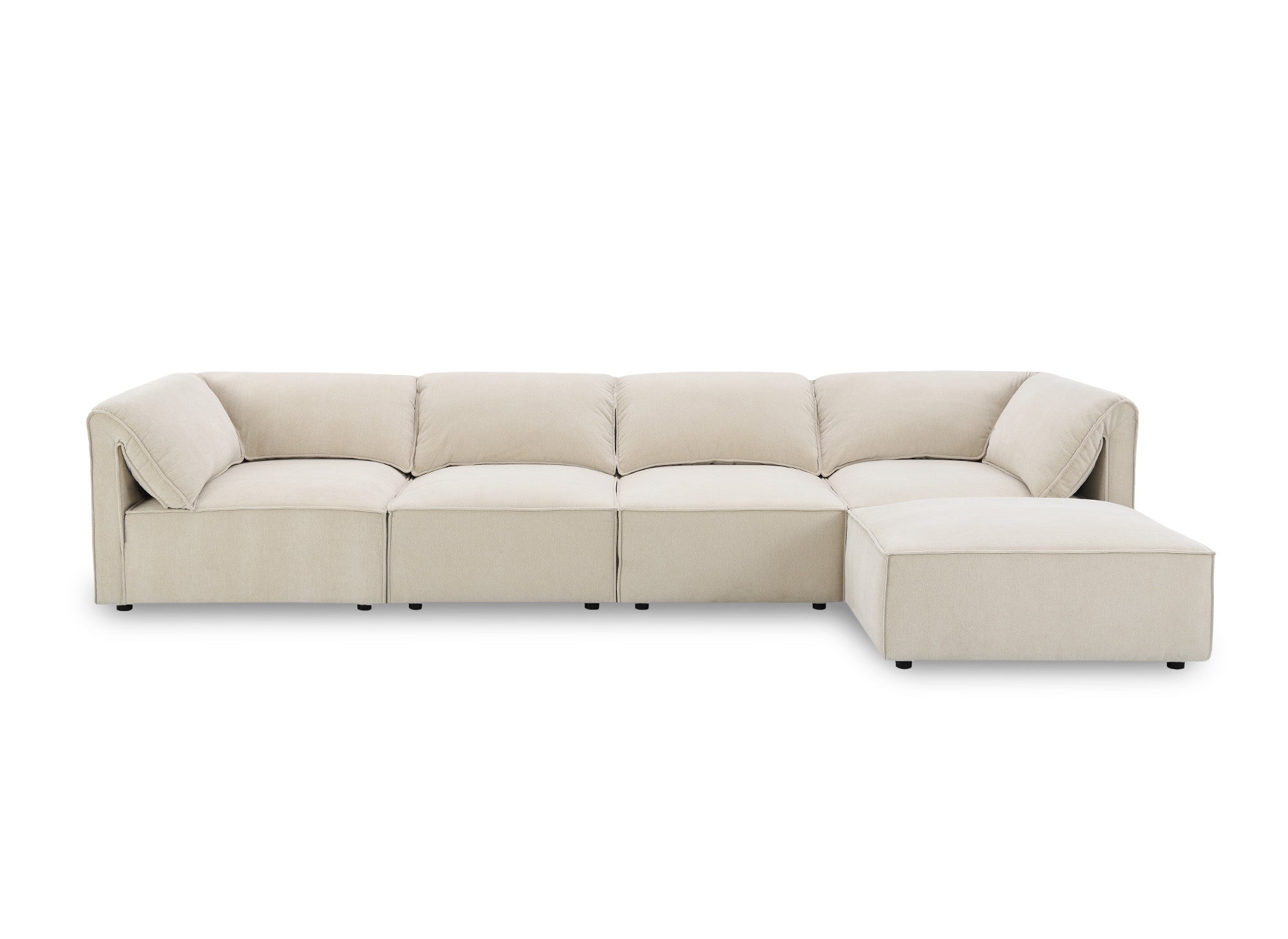 Canapé d'angle modulable en velours beige HARINA