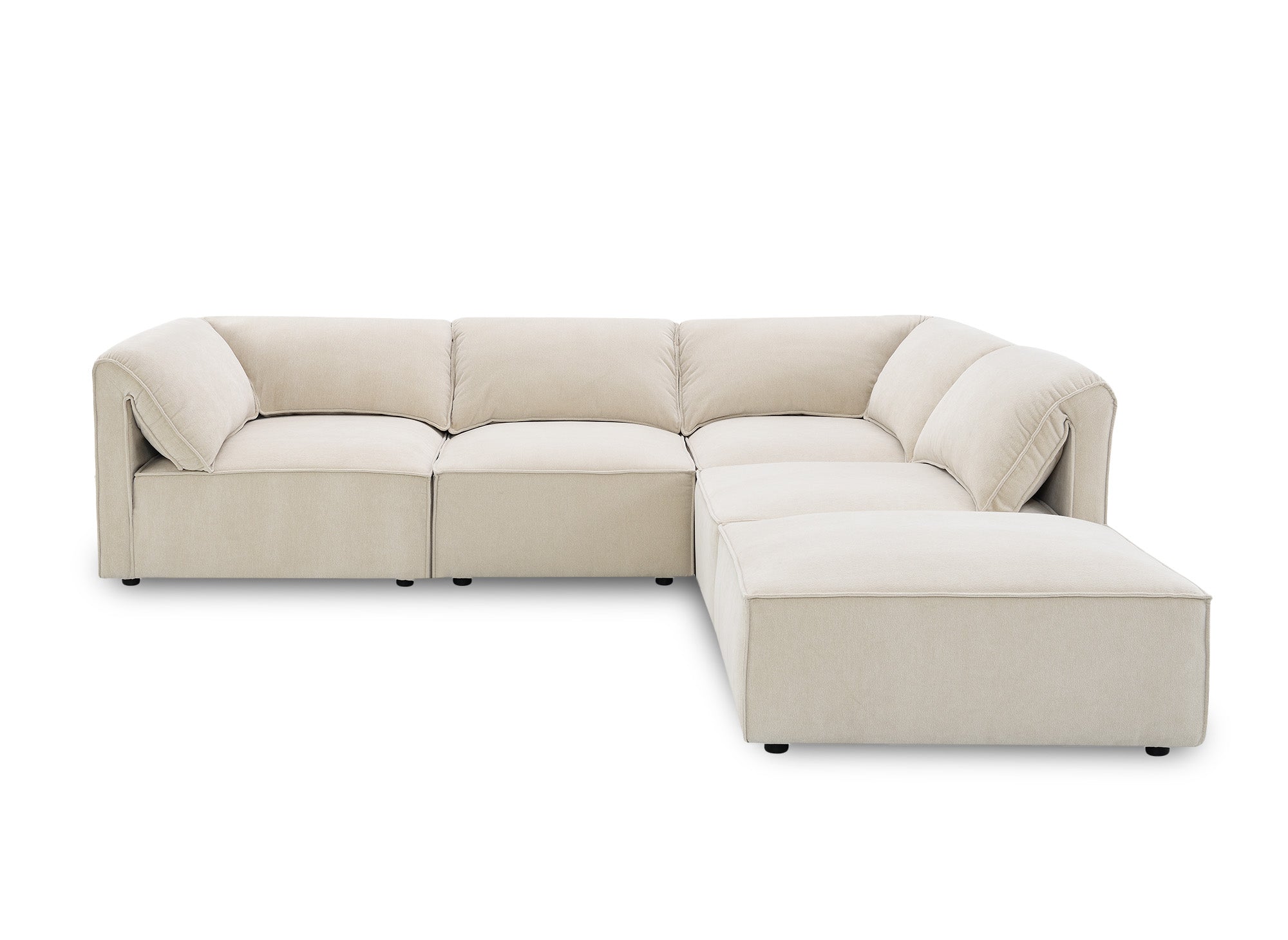 Canapé d'angle modulable en velours beige HARINA
