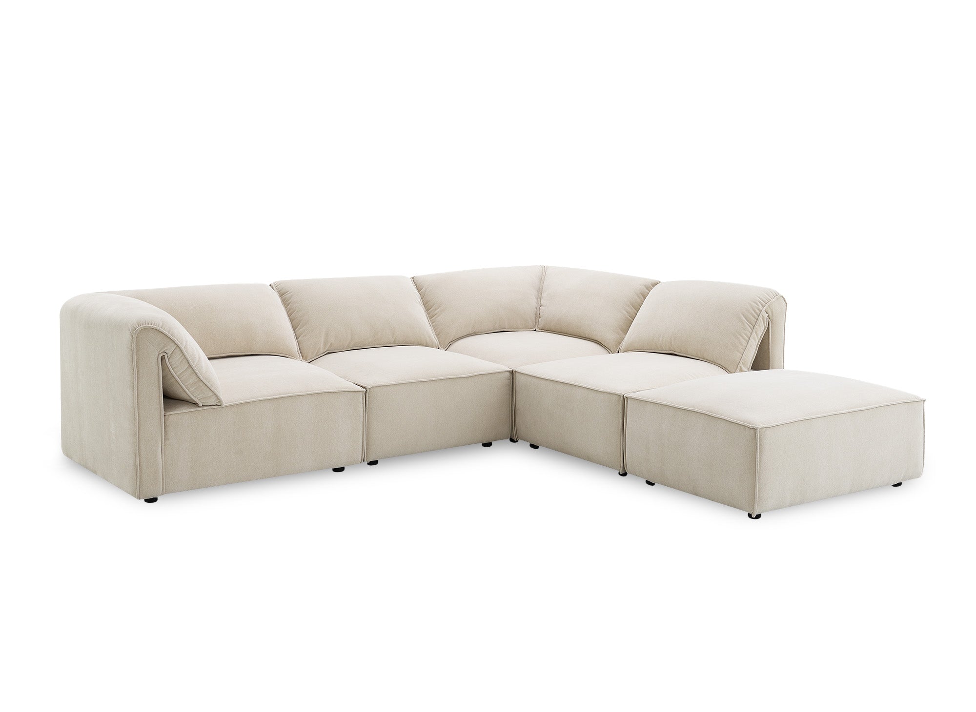 Canapé d'angle modulable en velours beige HARINA