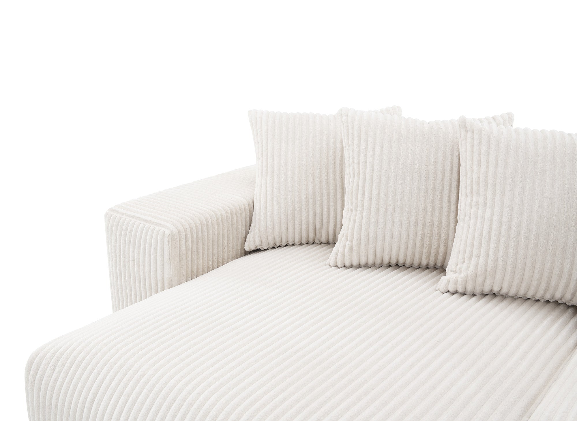 Canapé d'angle réversible convertible avec coffre en velours côtelé épais beige NOELIA