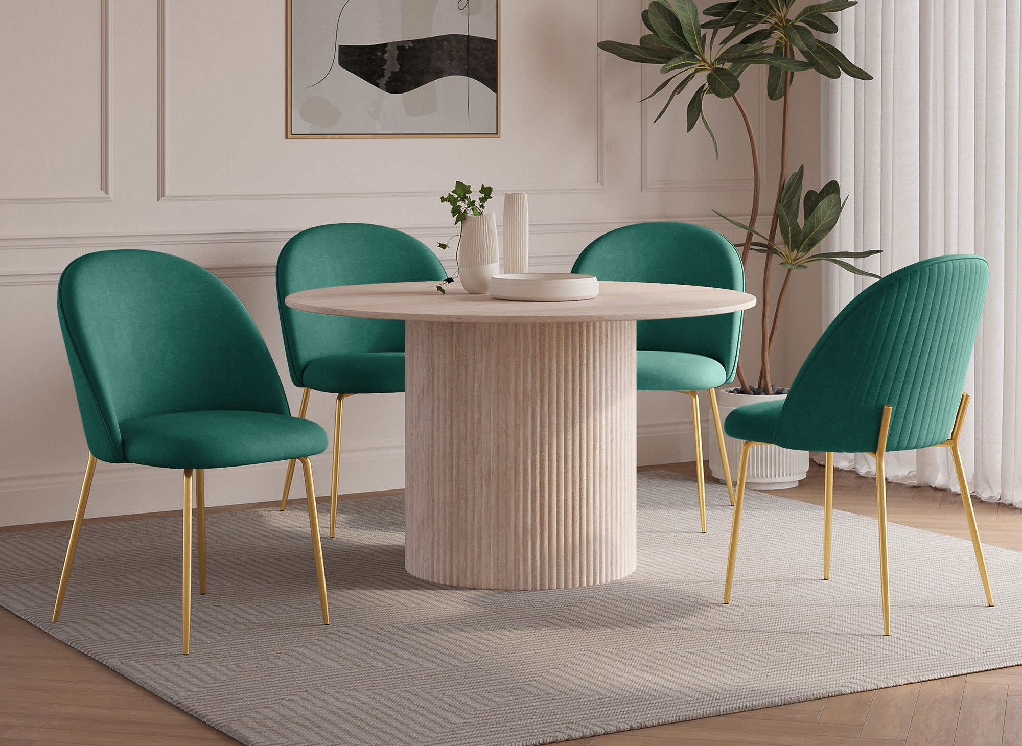 Lot de 2 chaises design en velours vert ARABEL