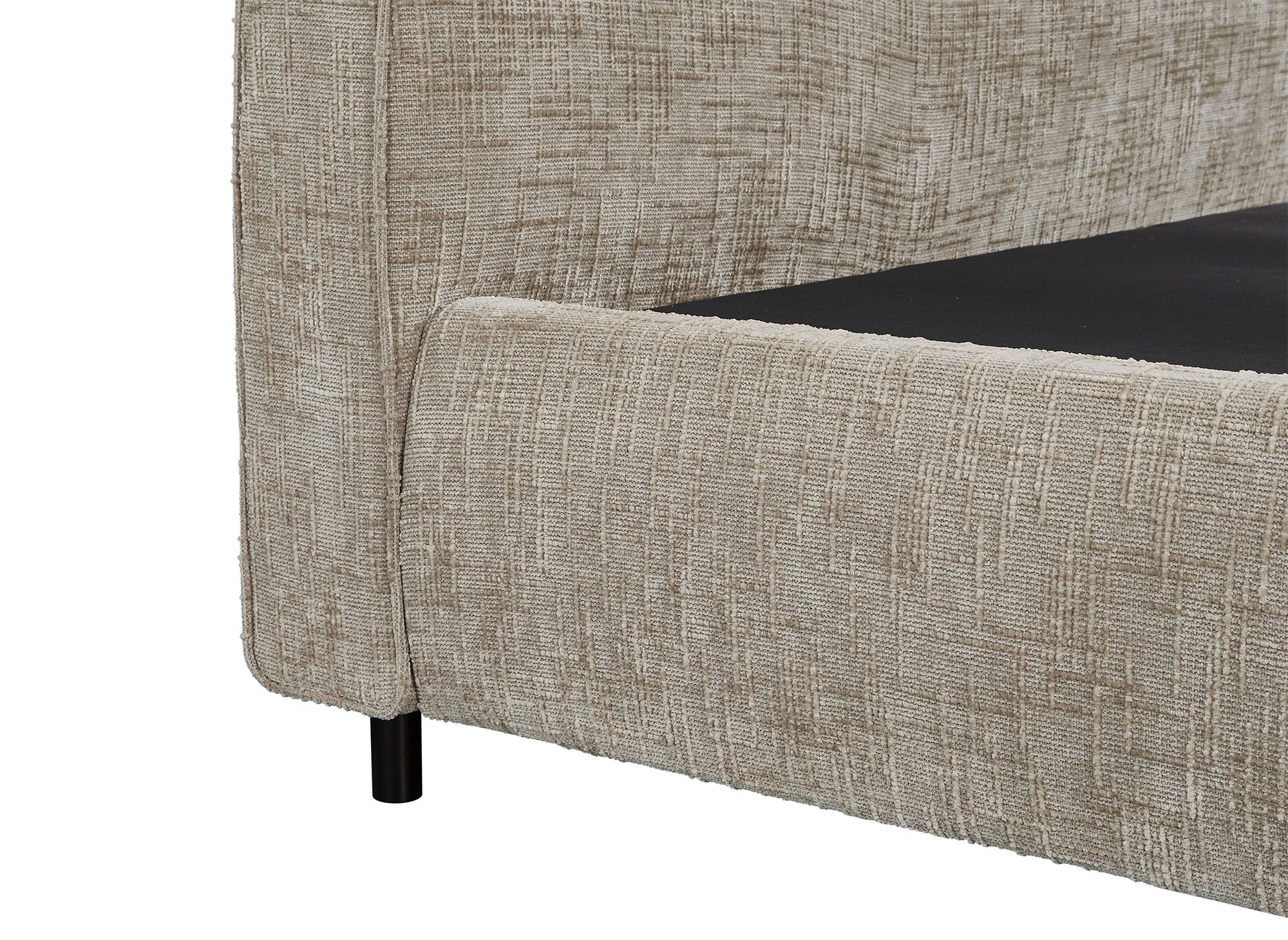 Lit coffre en velours chiné taupe 140x190cm MELO