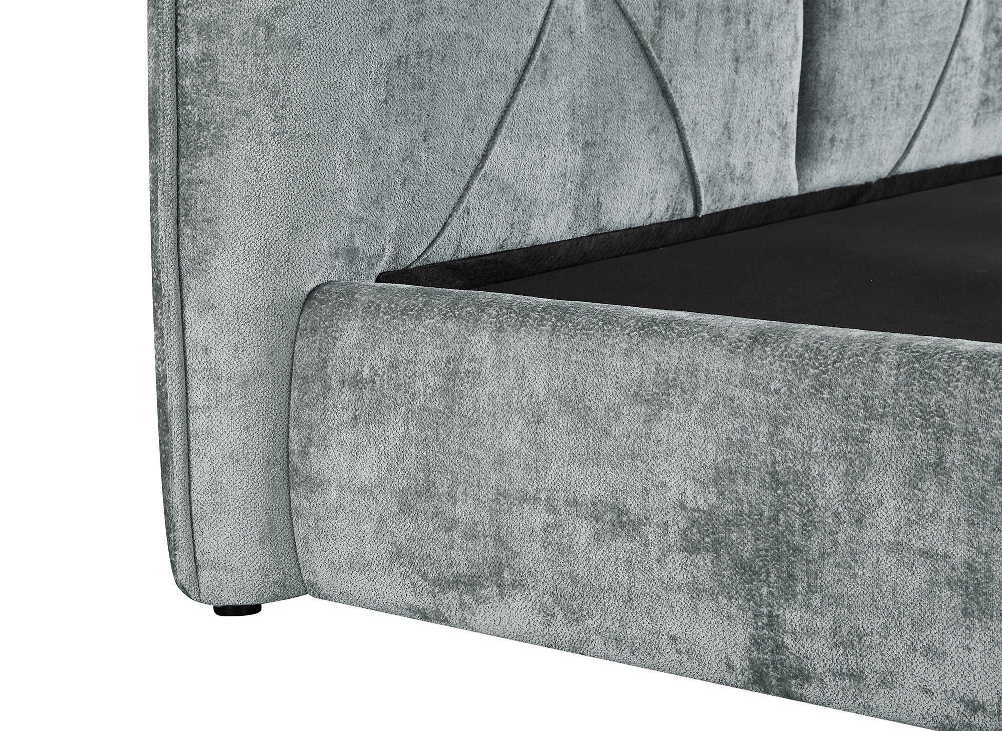 Lit coffre en tissu bouclette doux gris 140x190 cm NOAH