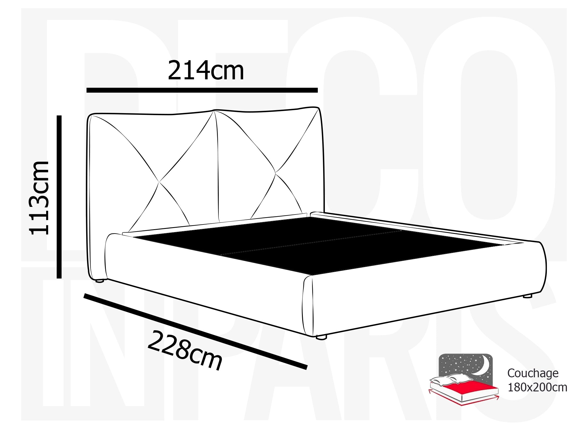 Lit coffre en tissu bouclette doux gris 180x200 cm NOAH