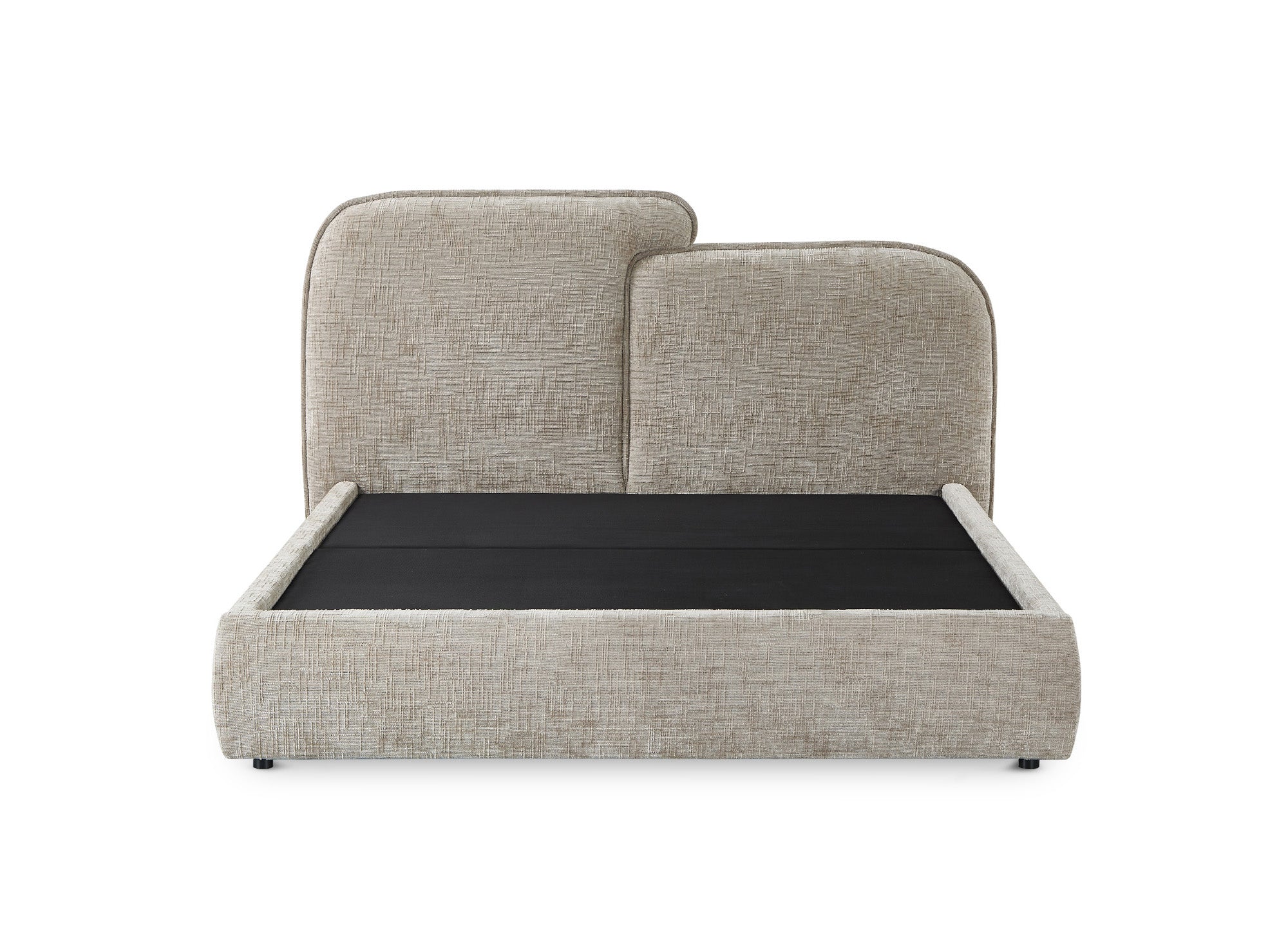 Lit coffre en velours chiné taupe 140x190 cm MILENA